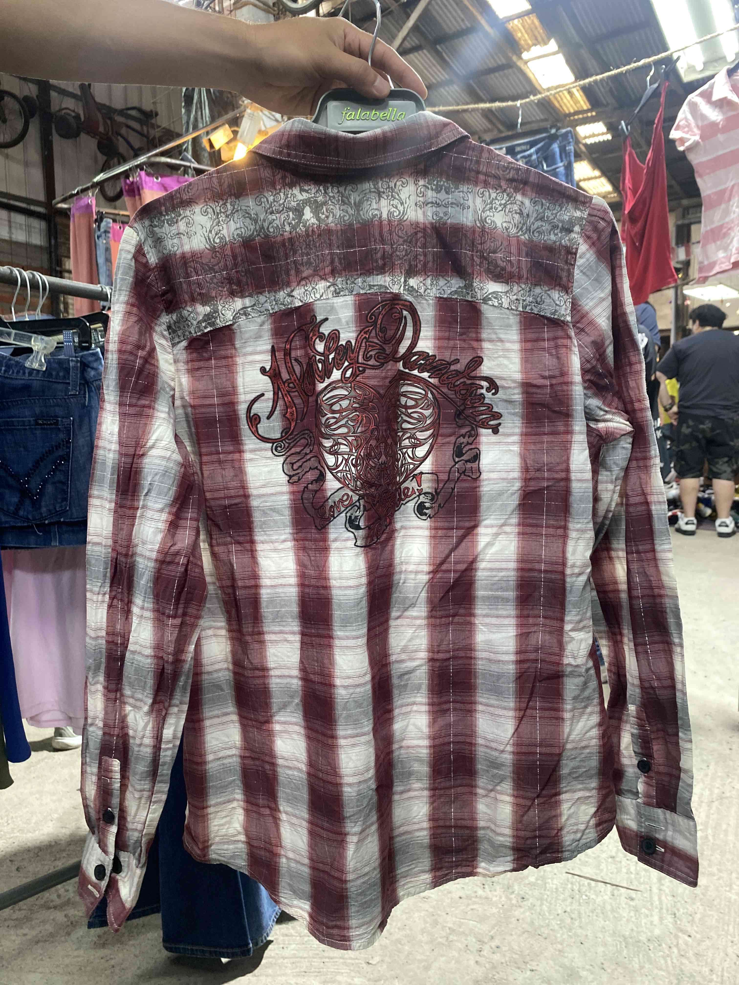 Harley Davidson Camisa a cuadros roja y blanca - miniatura 2