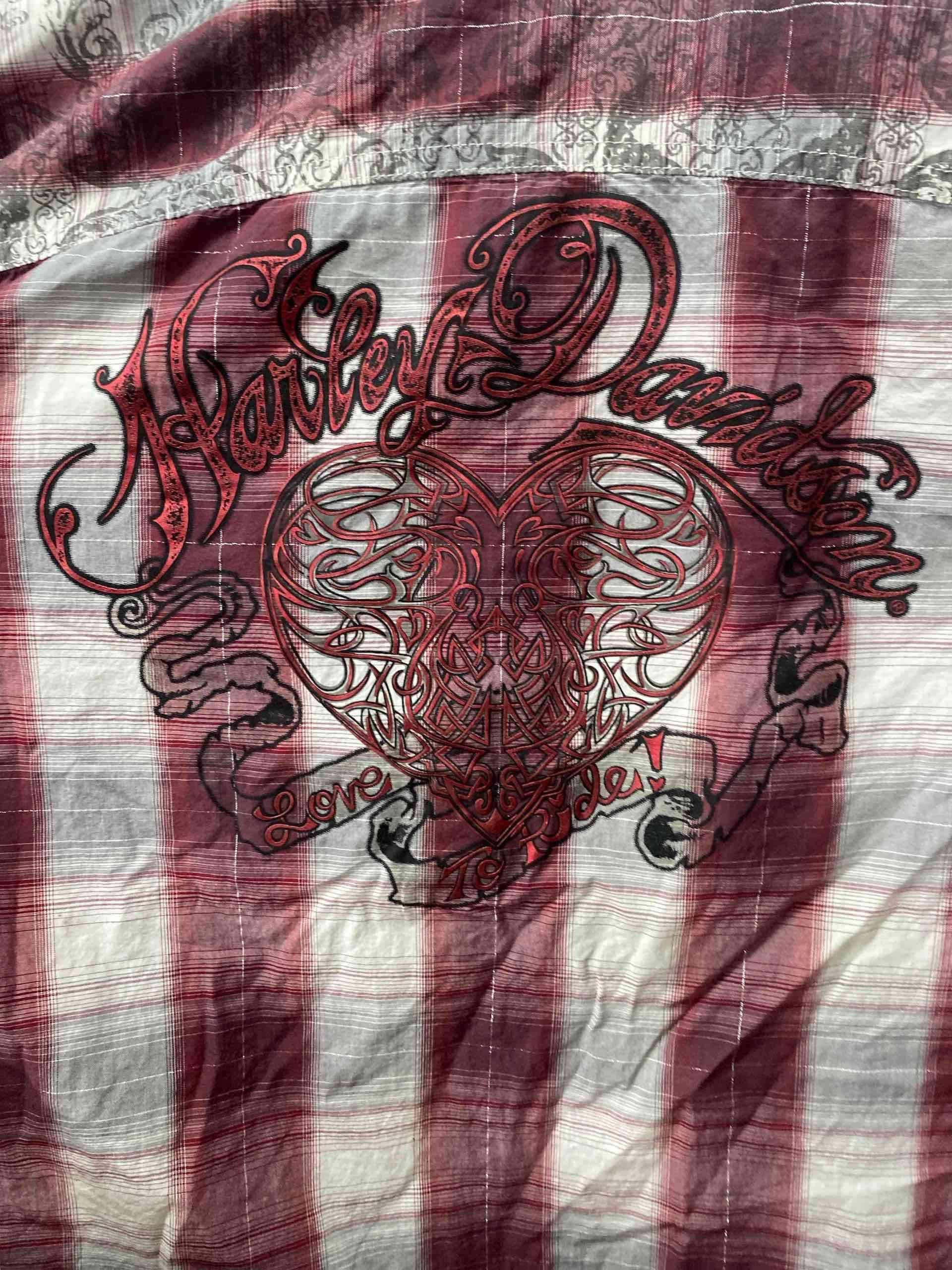 Harley Davidson Camisa a cuadros roja y blanca - miniatura 3