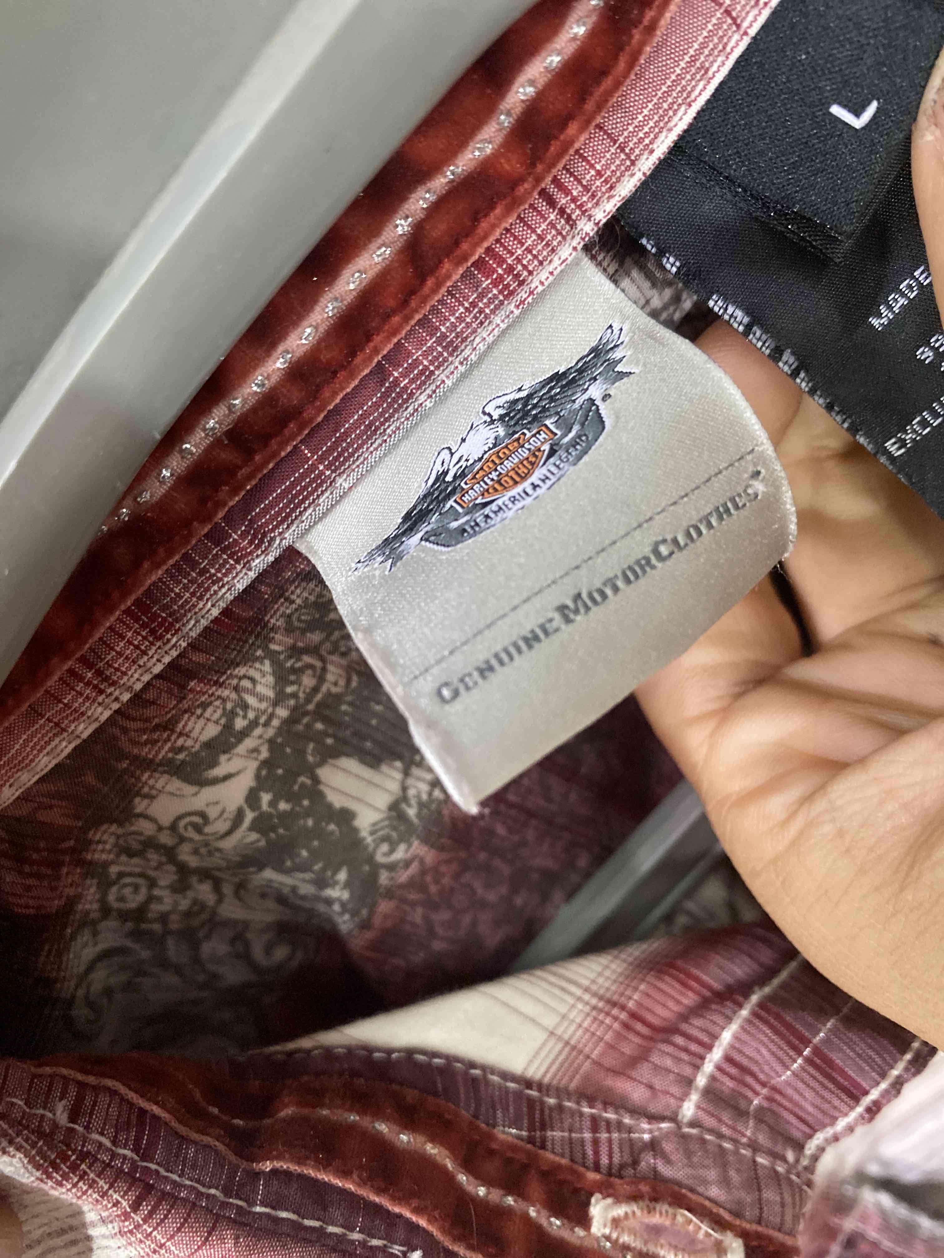 Harley Davidson Camisa a cuadros roja y blanca - miniatura 4