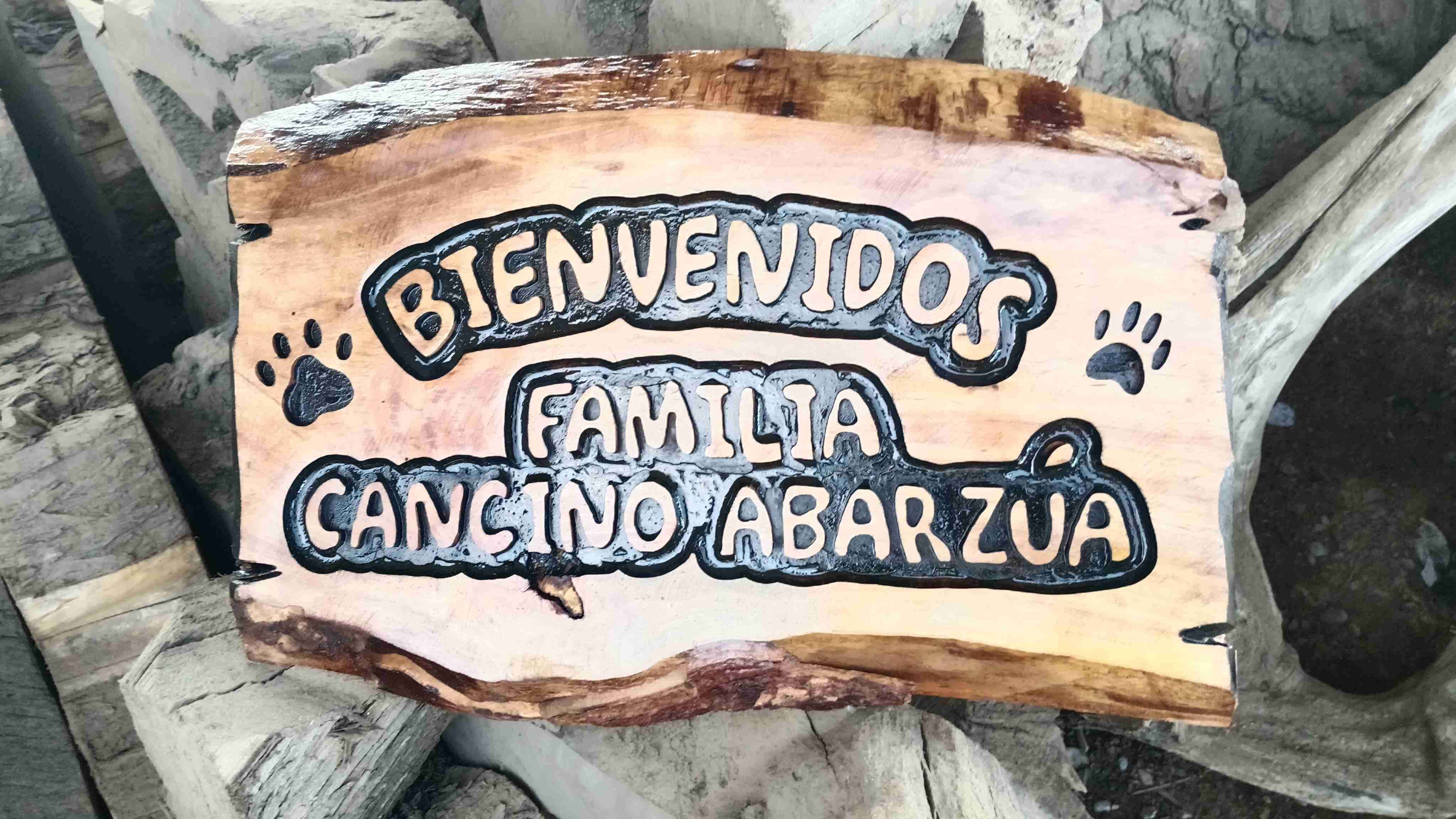 Letrero de madera artesanal coihue