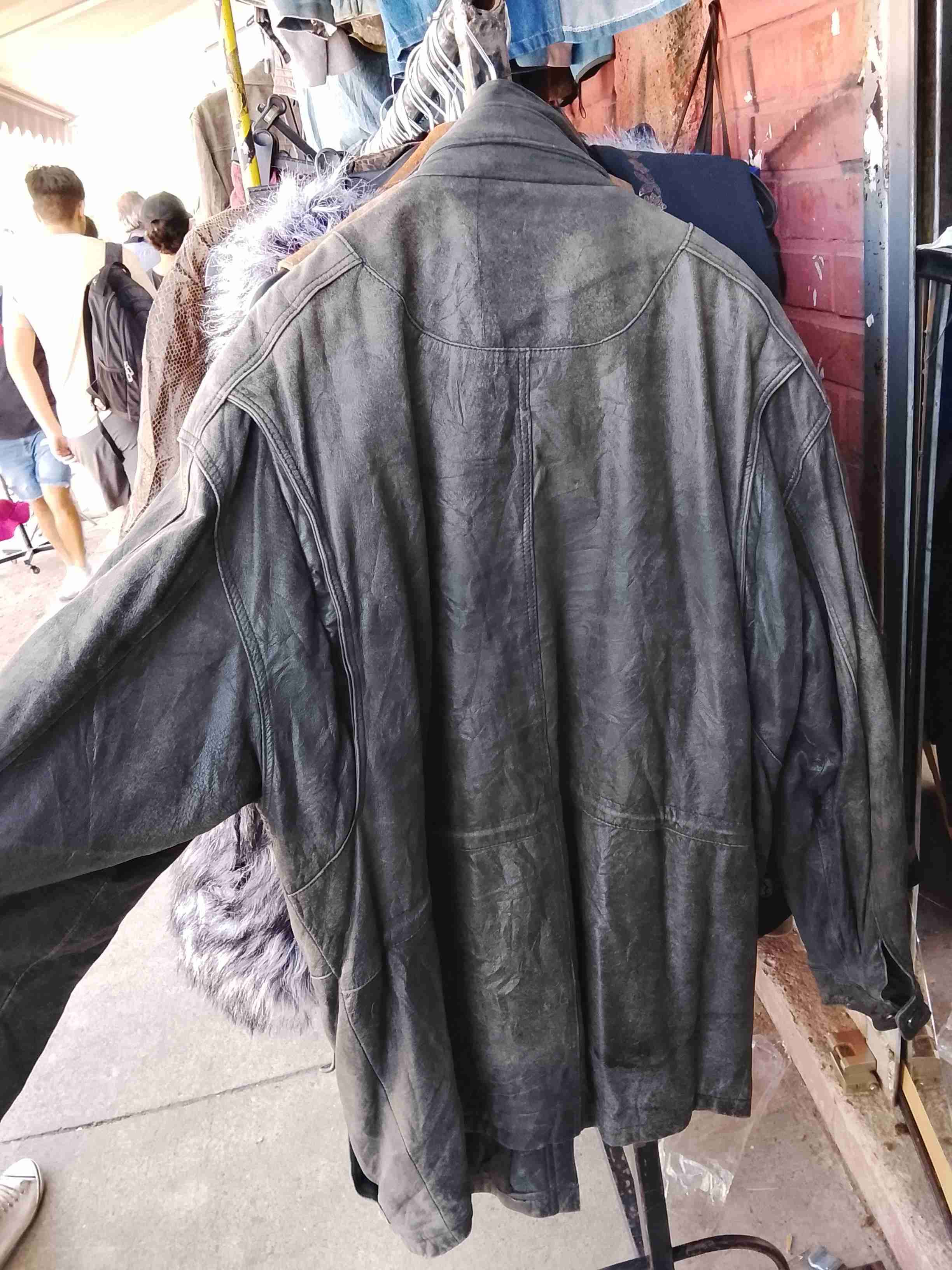 Chaqueta de cuero gris vintage talla xl - miniatura 4