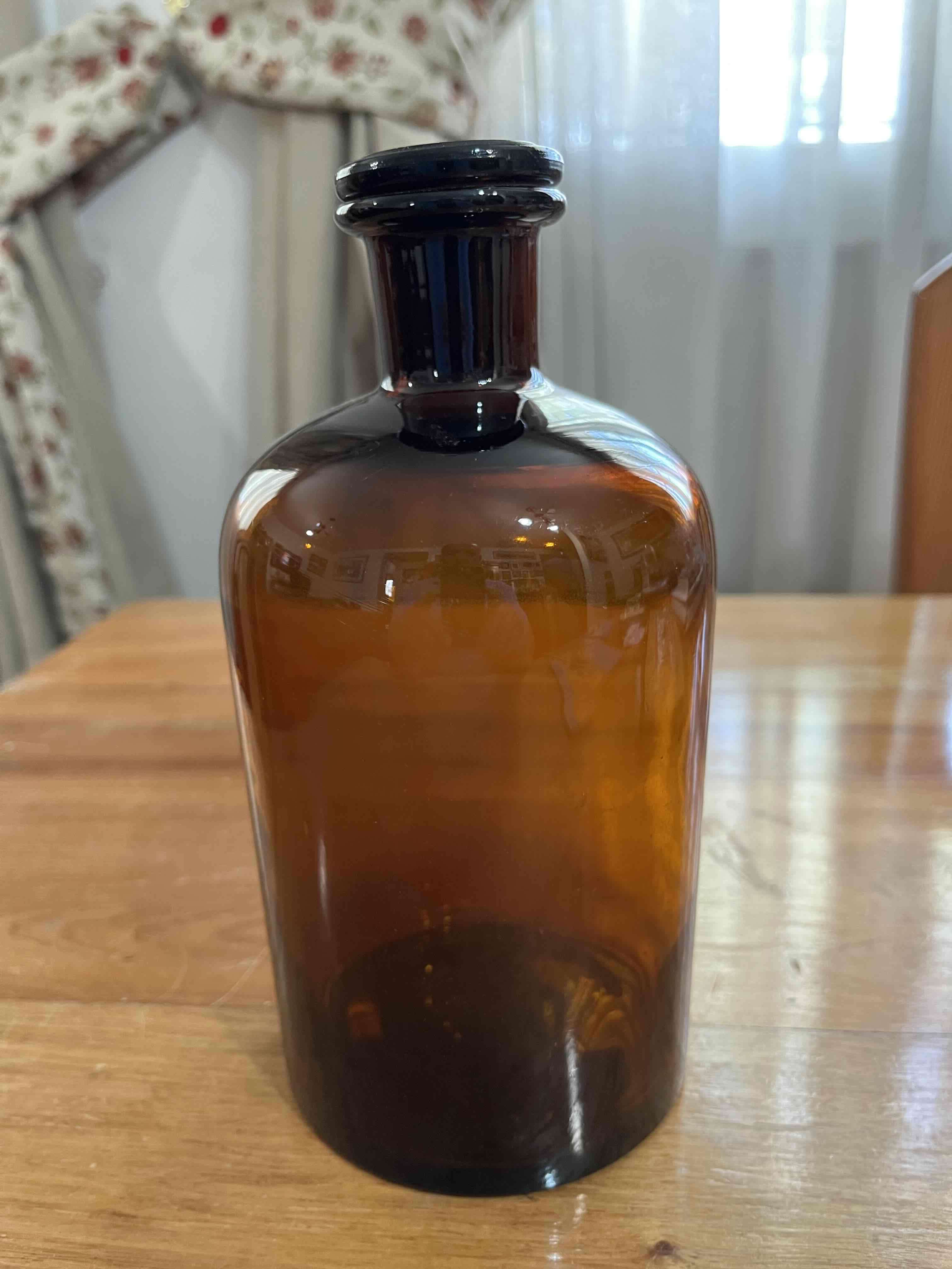 Antigua Botella de Farmacia vidrio ámbar
