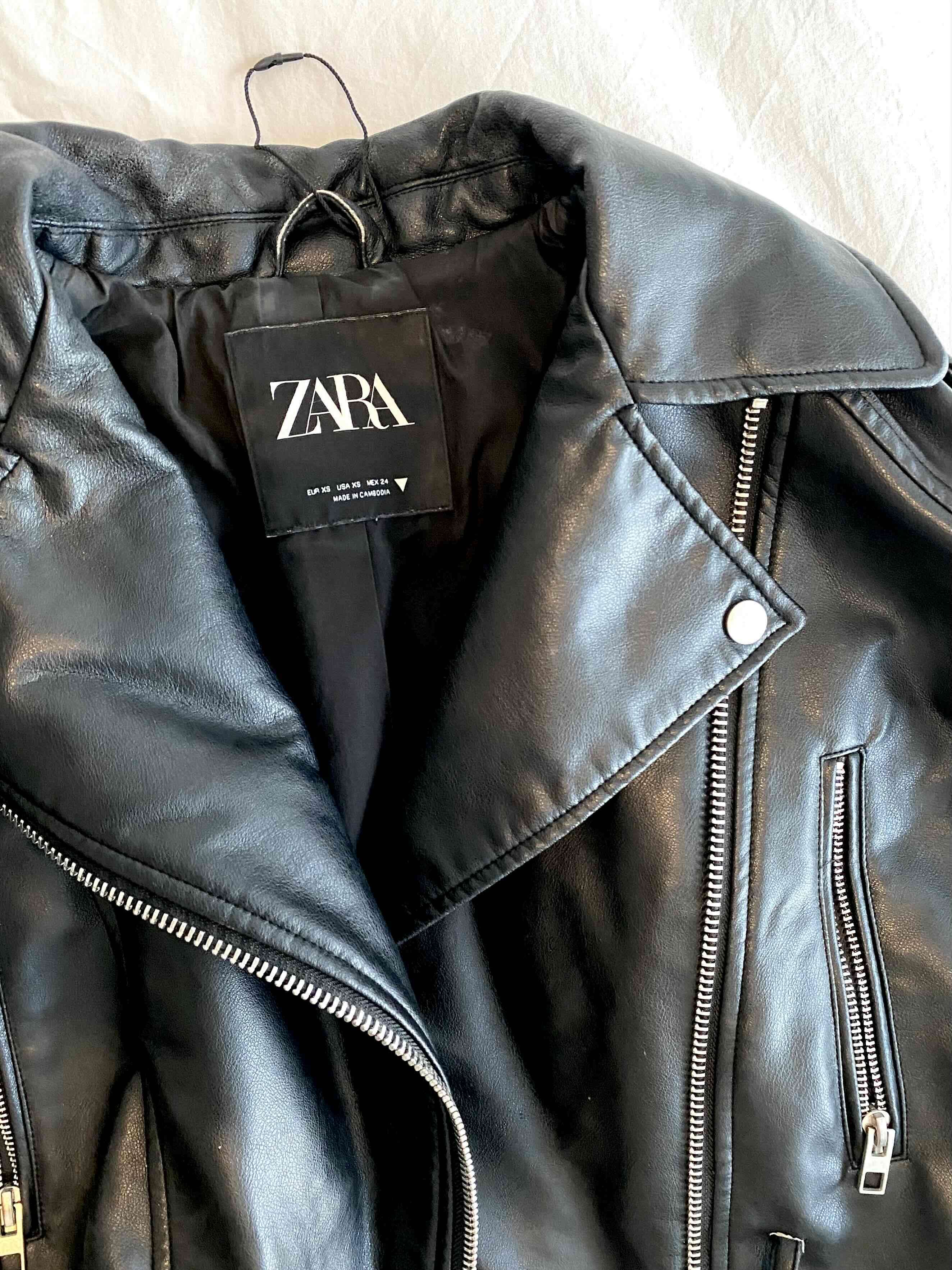 Chaqueta de cuero negra Zara - miniatura 2