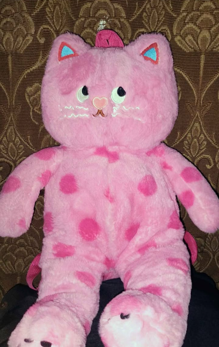 Mochila de peluche gato rosado - miniatura 2