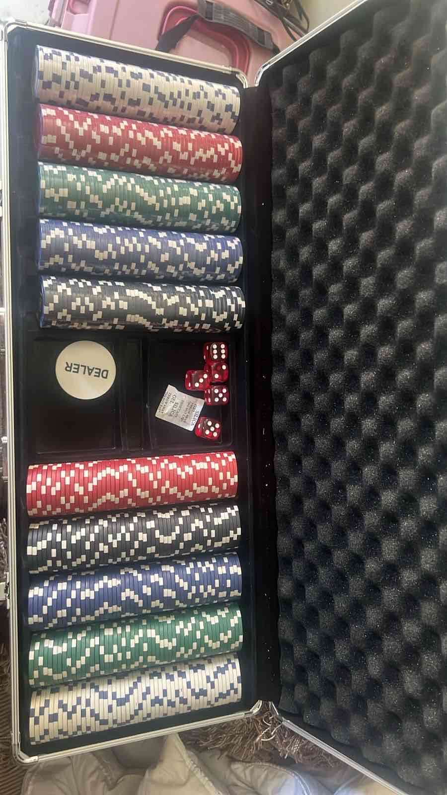 Mesa de póker y blackjack verde + maletín fichas - miniatura 2