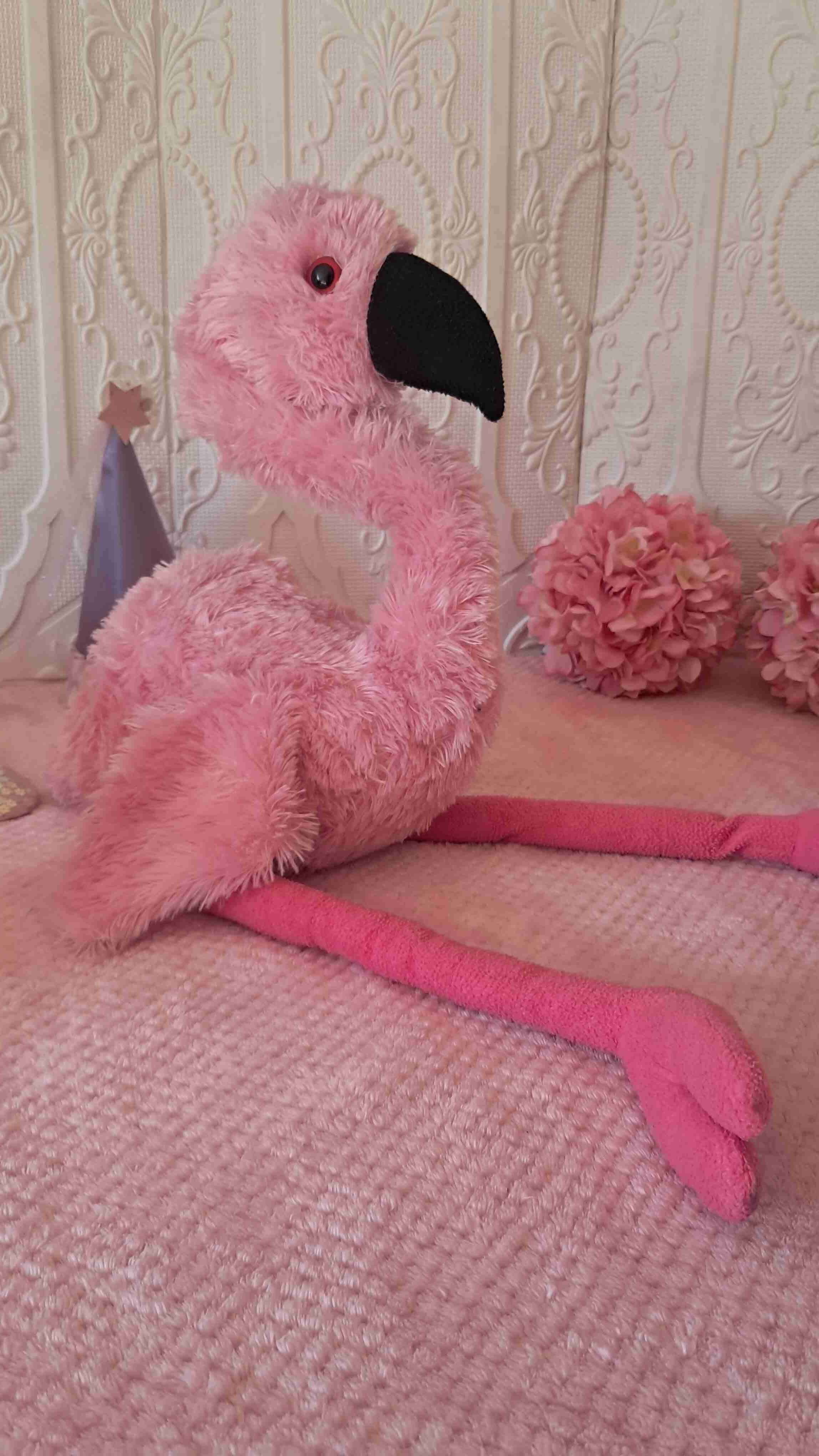 Peluche de flamenco rosado grande - miniatura 2