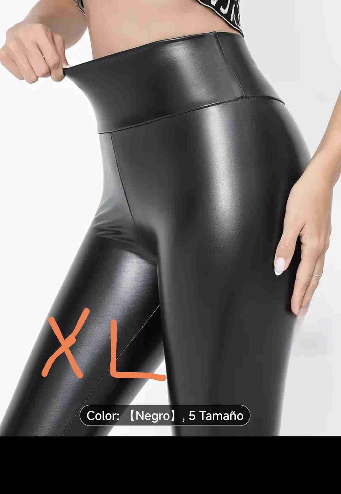 Leggings de cuero negro XL