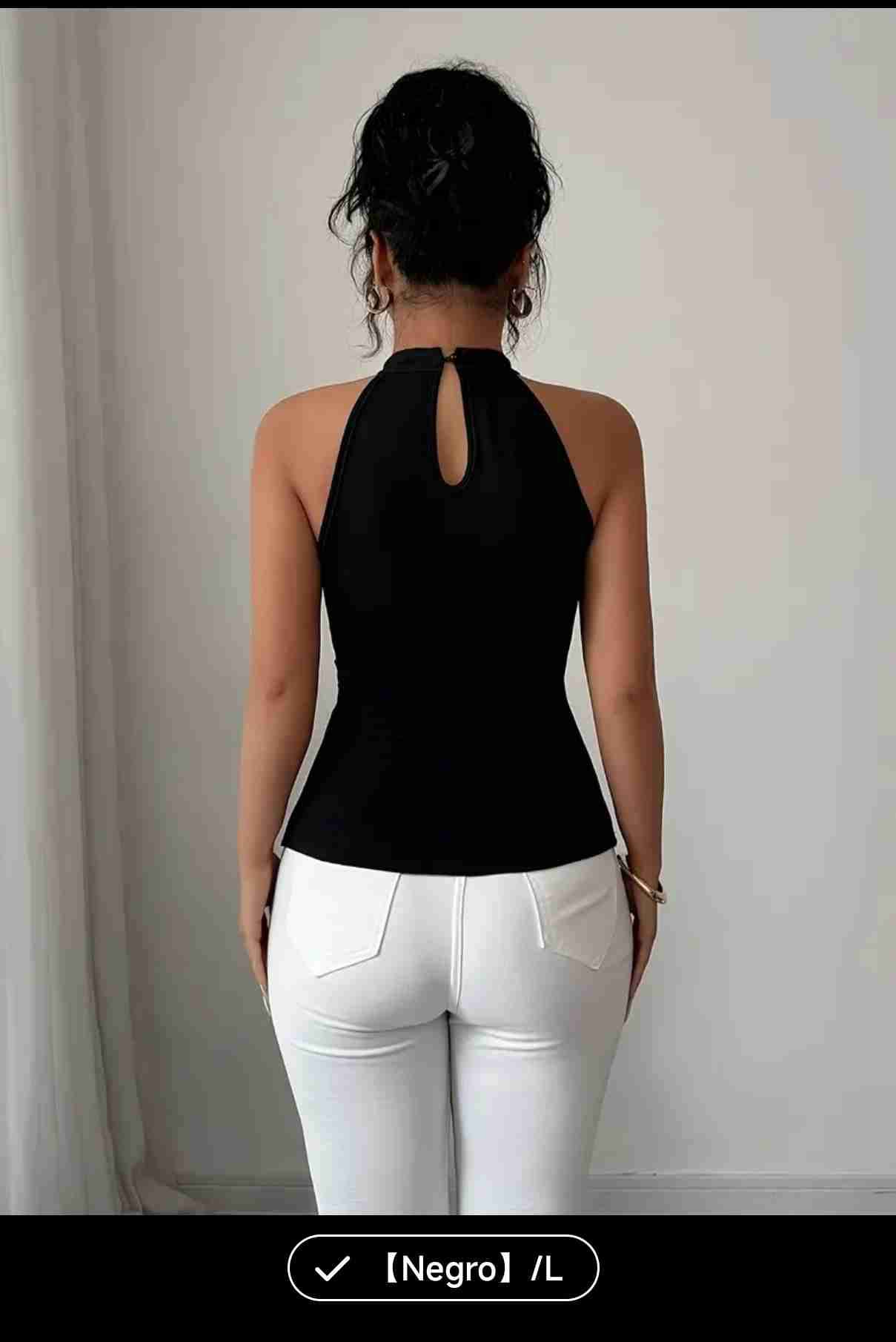 Blusa negra con encaje floral - miniatura 4