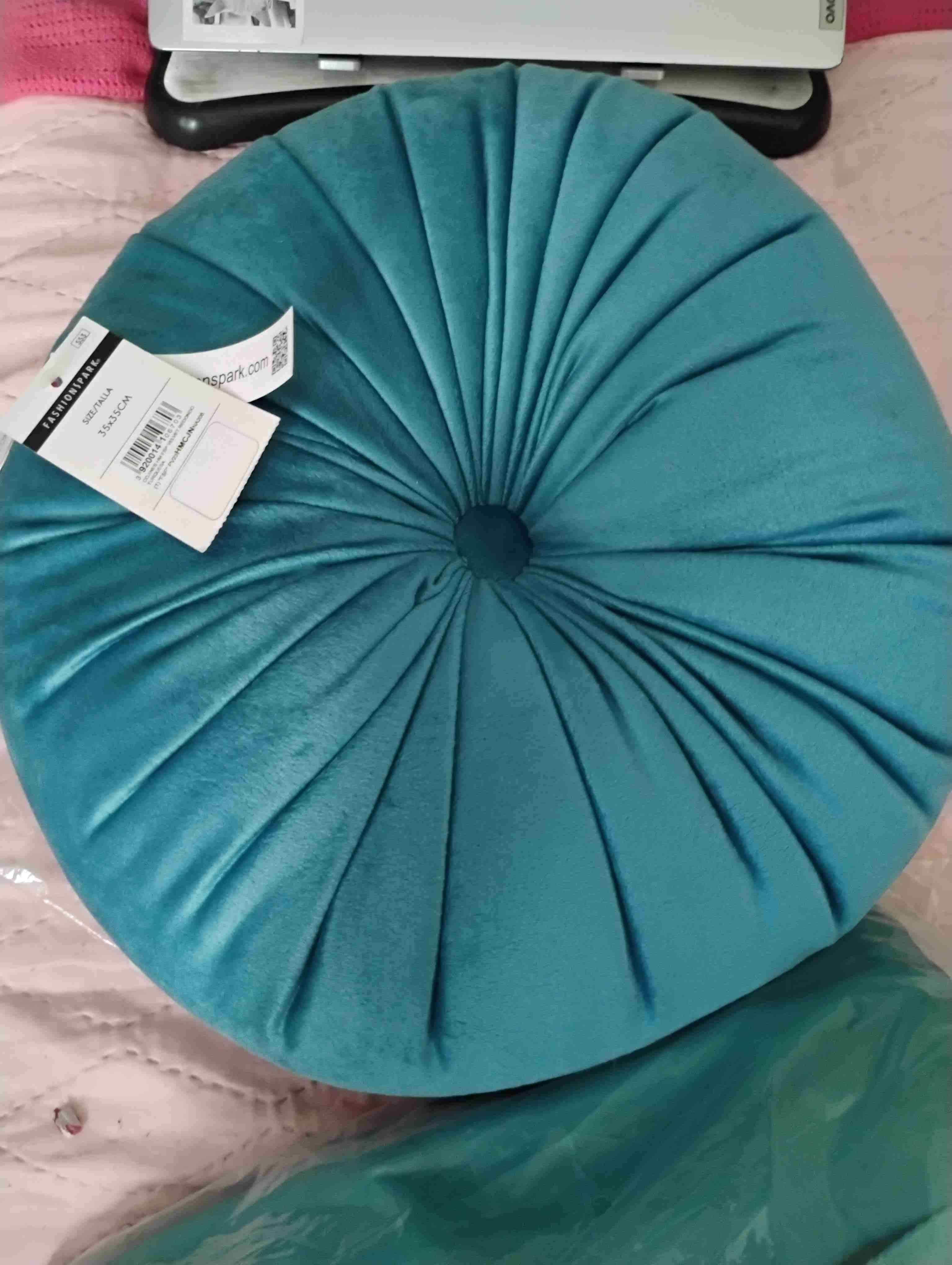 Cojín redondo turquesa terciopelo