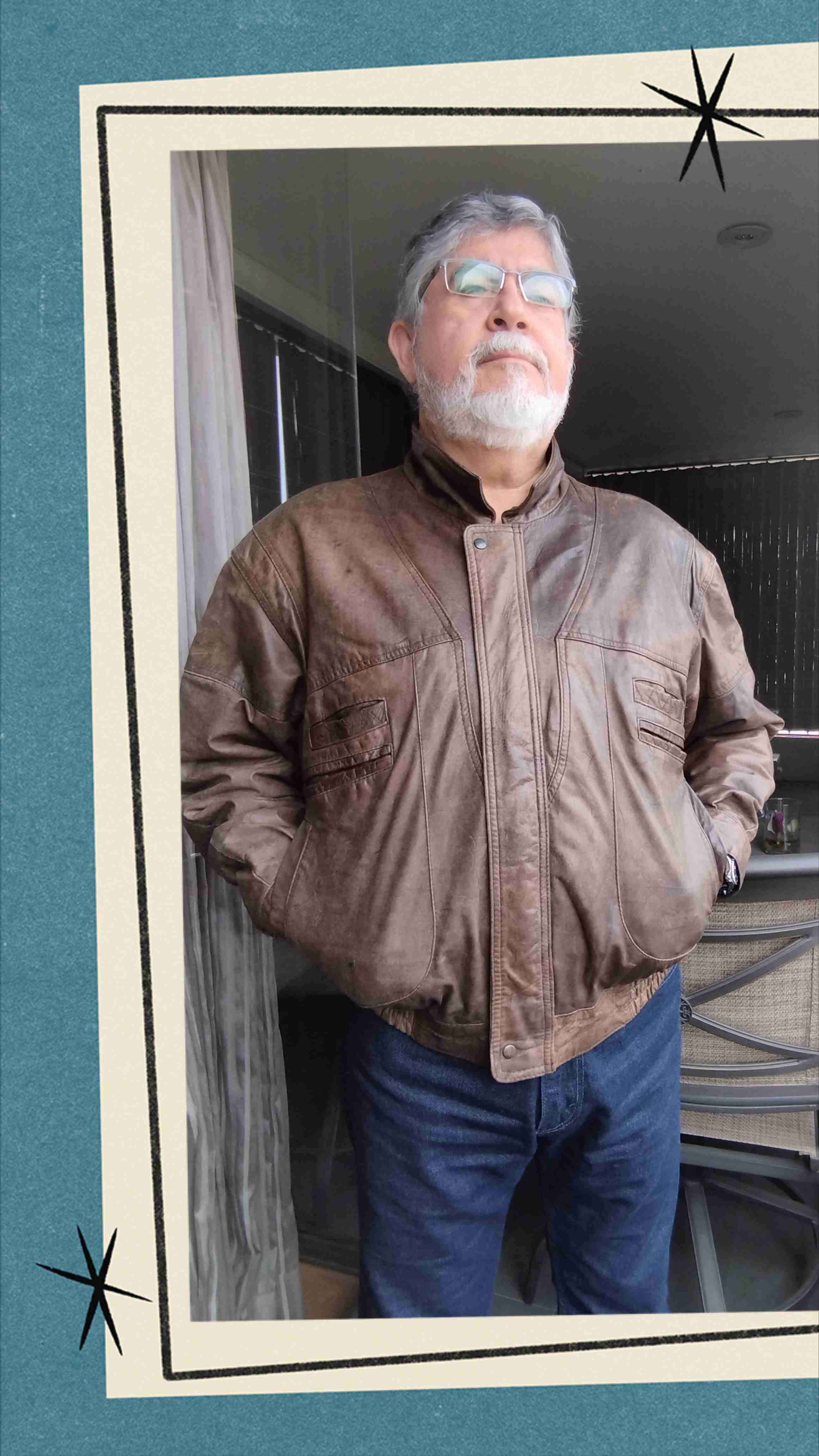 Chaqueta hombre de cuero natural marrón L