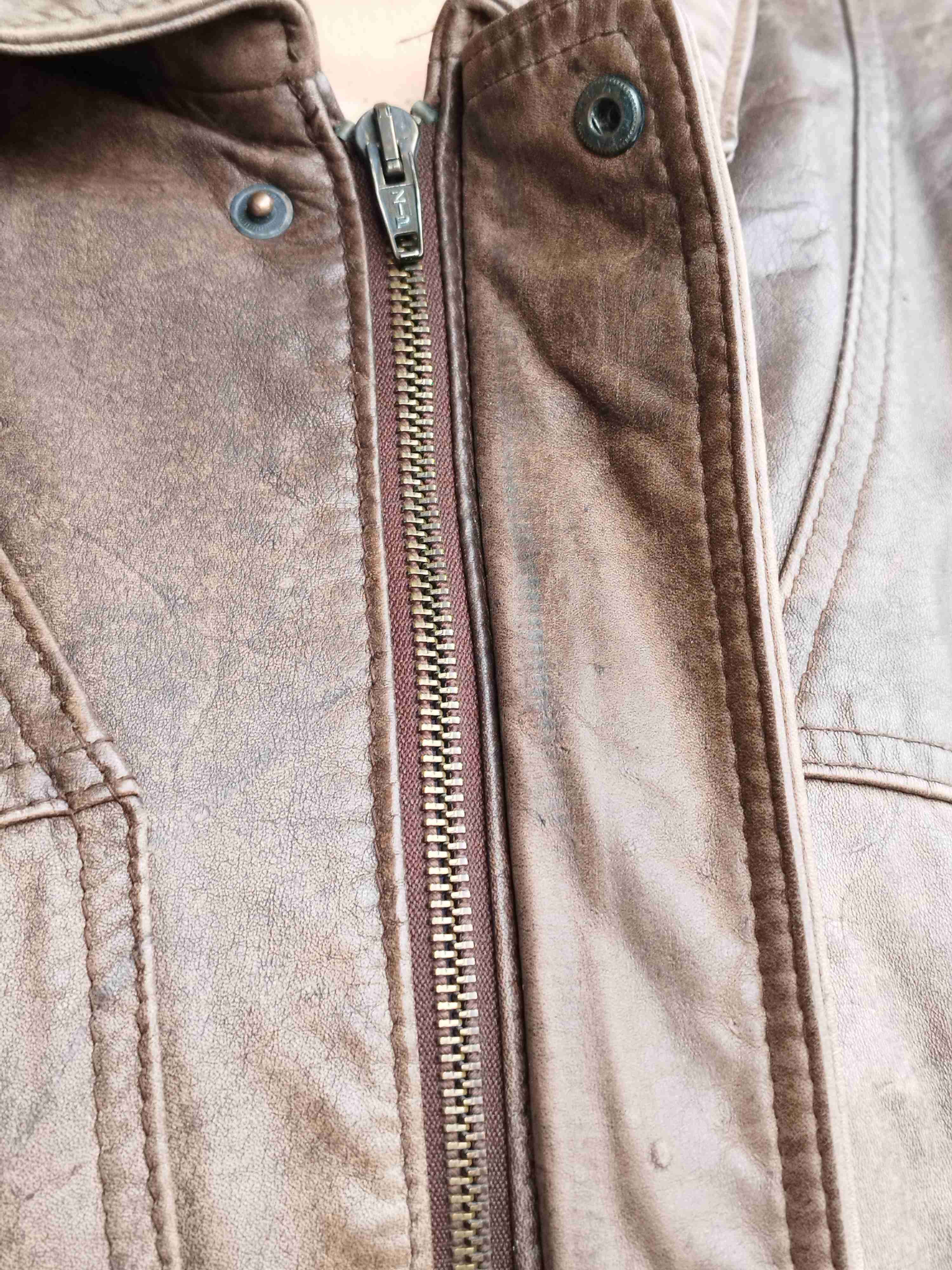 Chaqueta hombre de cuero natural marrón L - miniatura 3