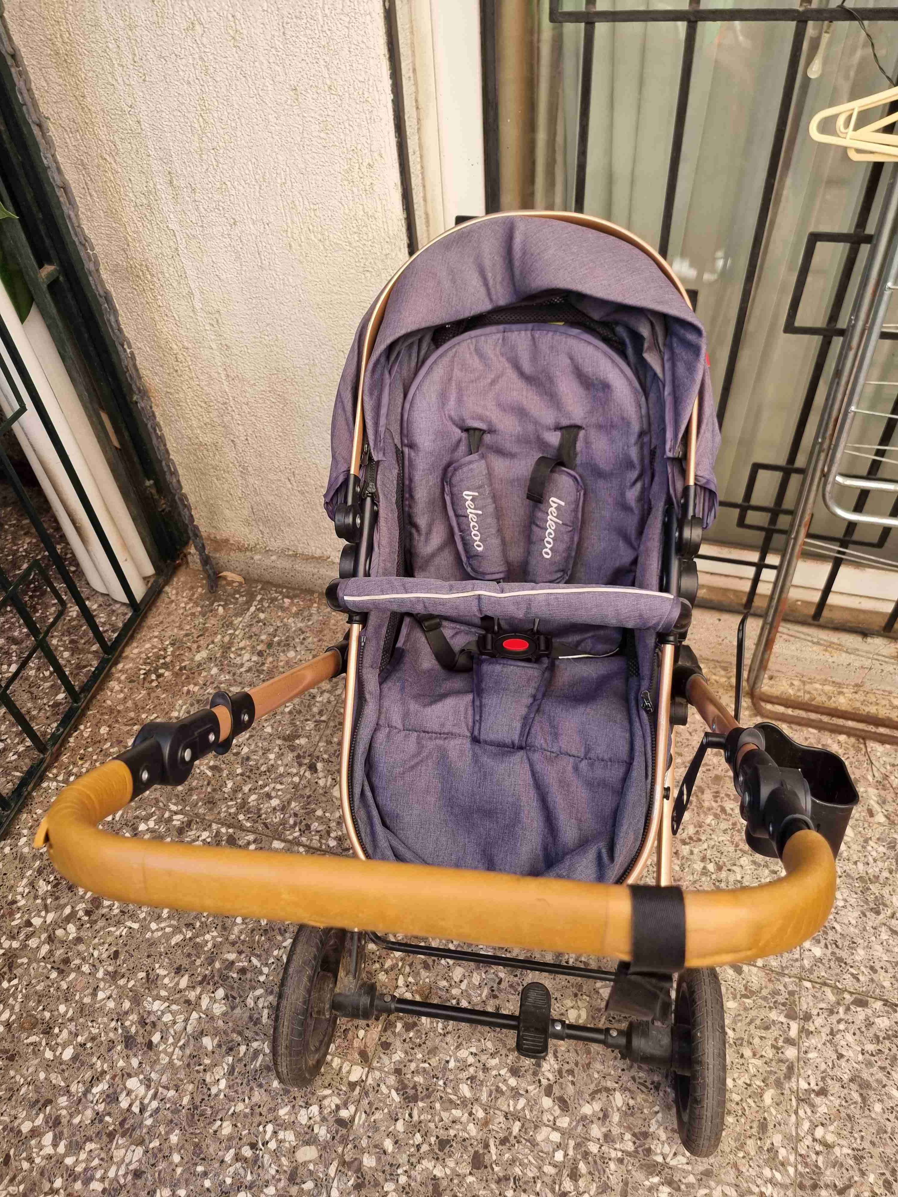 Coche de bebé plegable azul belecco - miniatura 3