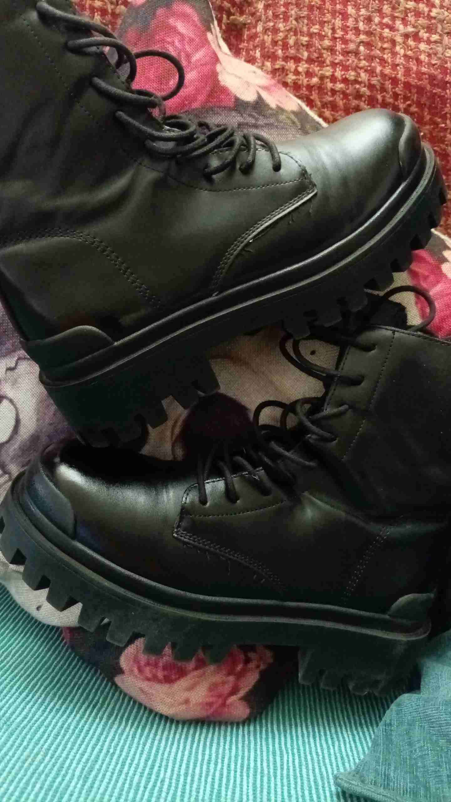 Botas negras de cuero chunky - miniatura 2