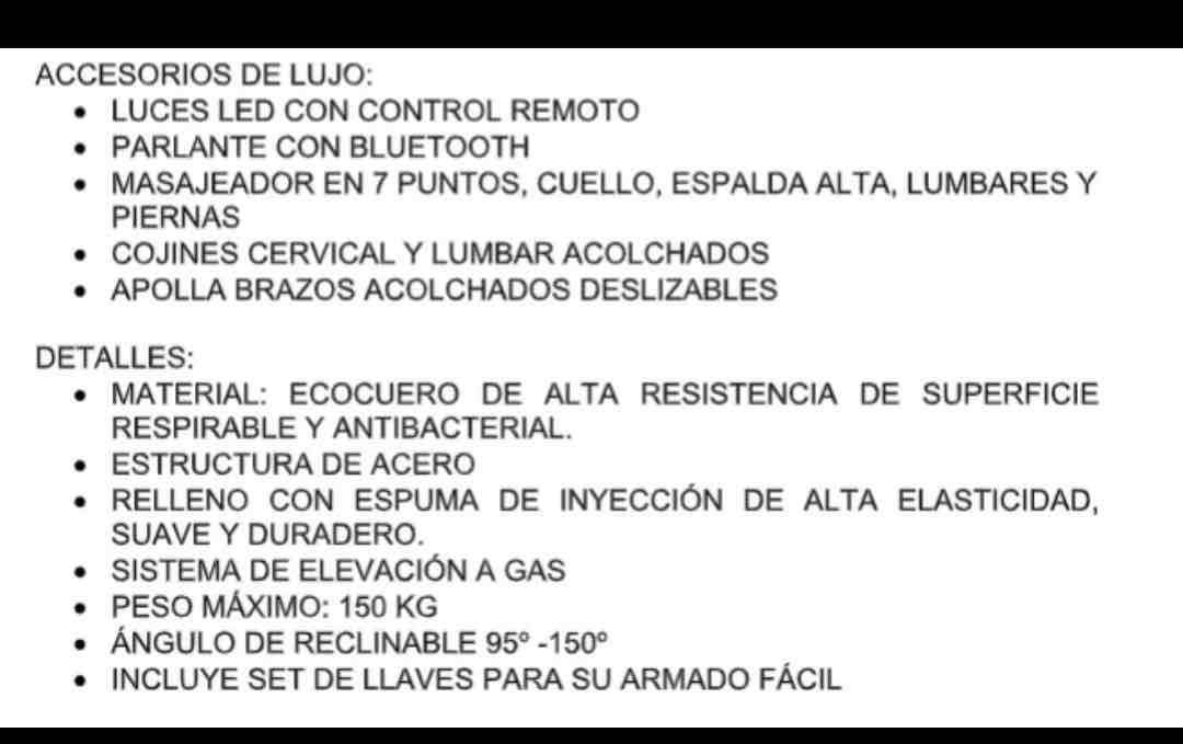 Silla gamer reclinable azul negro y blanco negro - miniatura 8