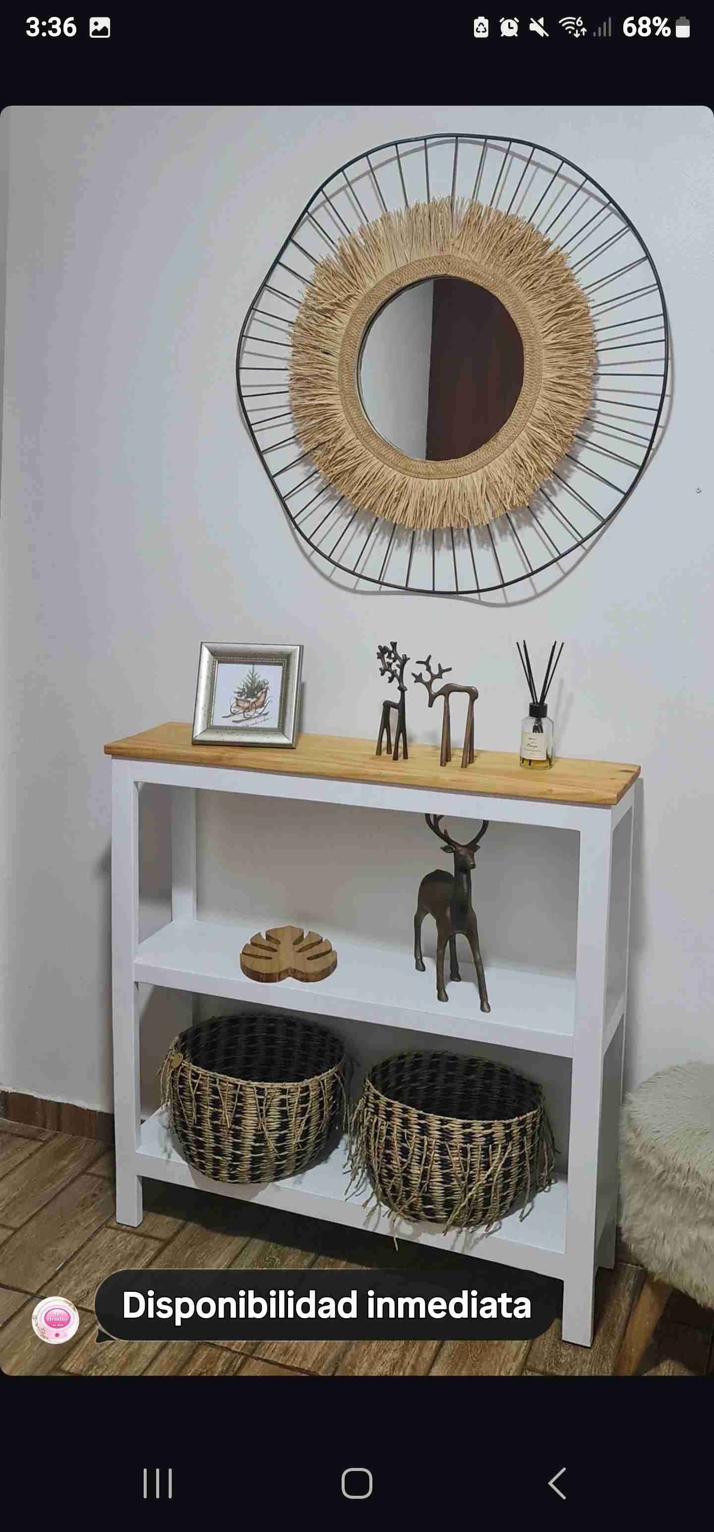 Mesa de Arrimo de Madera Natural - miniatura 2