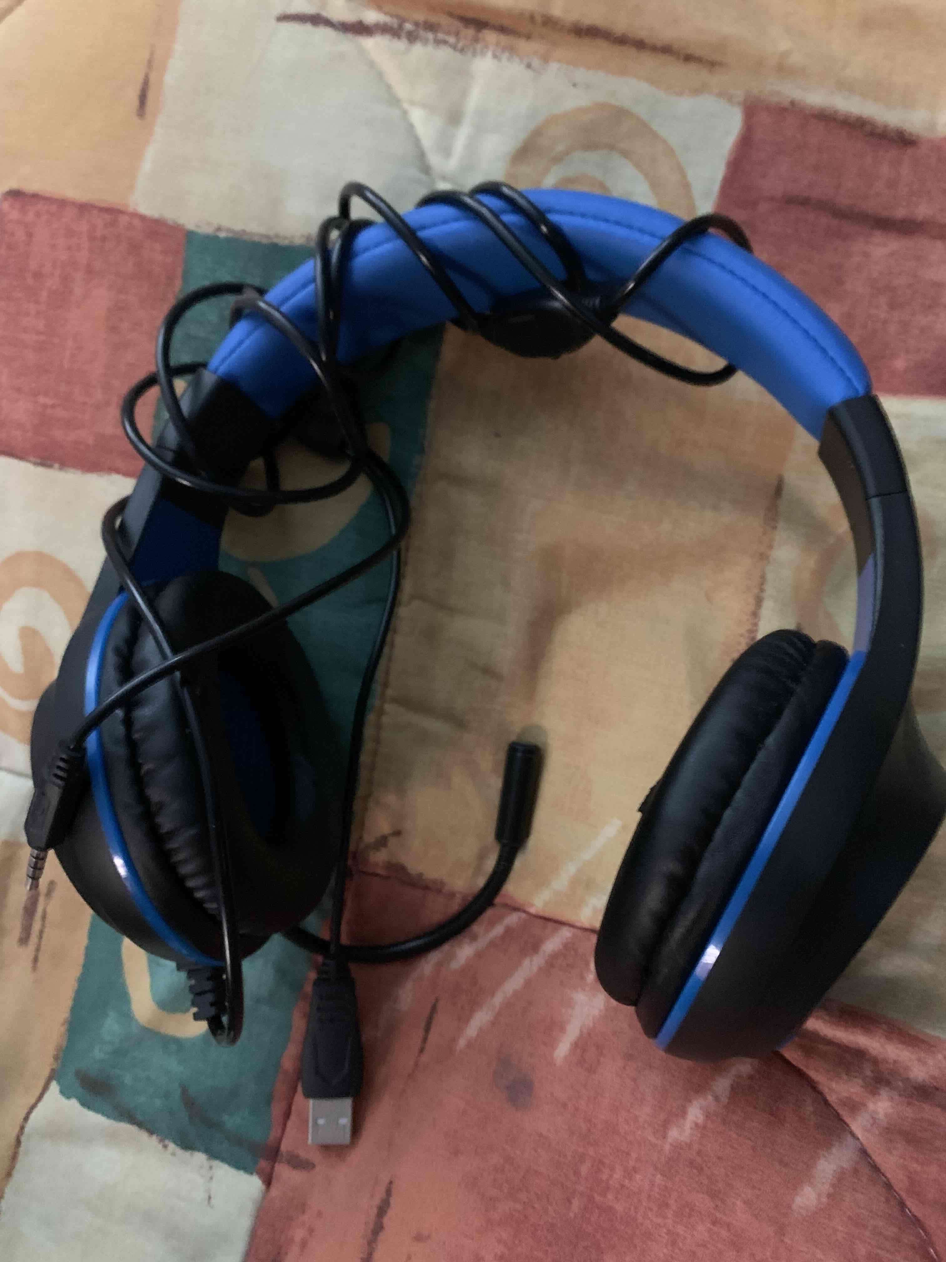 Auriculares con micrófono negro y azul - miniatura 4