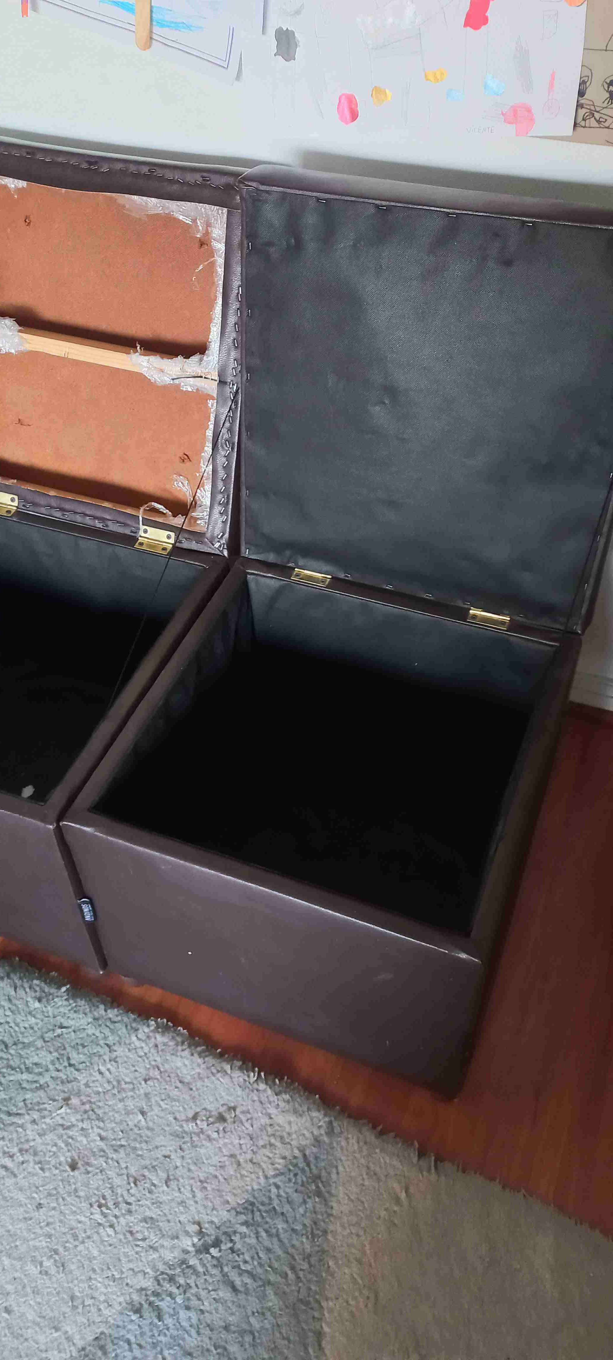 Puff otoman de almacenamiento oscuro - miniatura 3