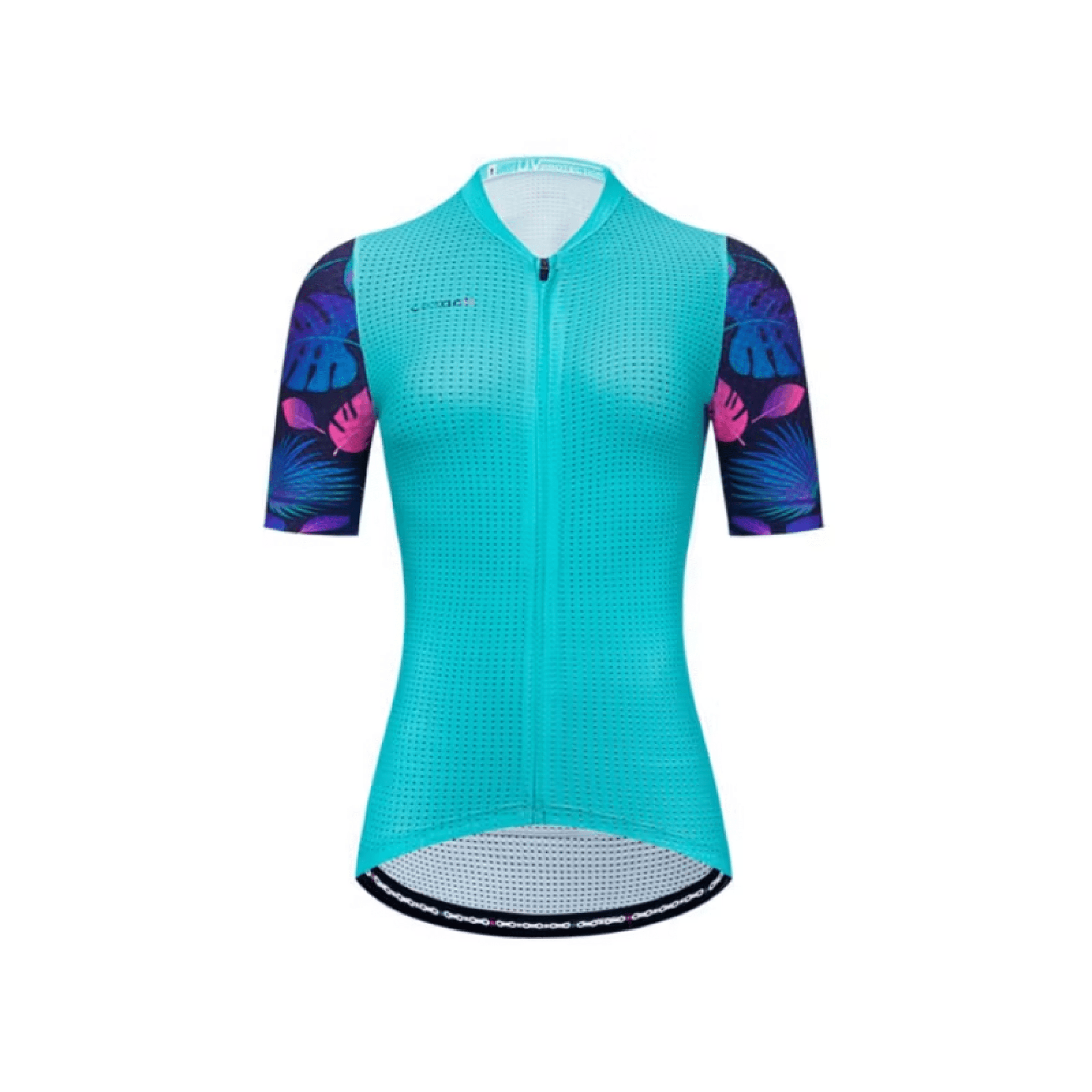 Polera ciclismo turquesa floral talla M