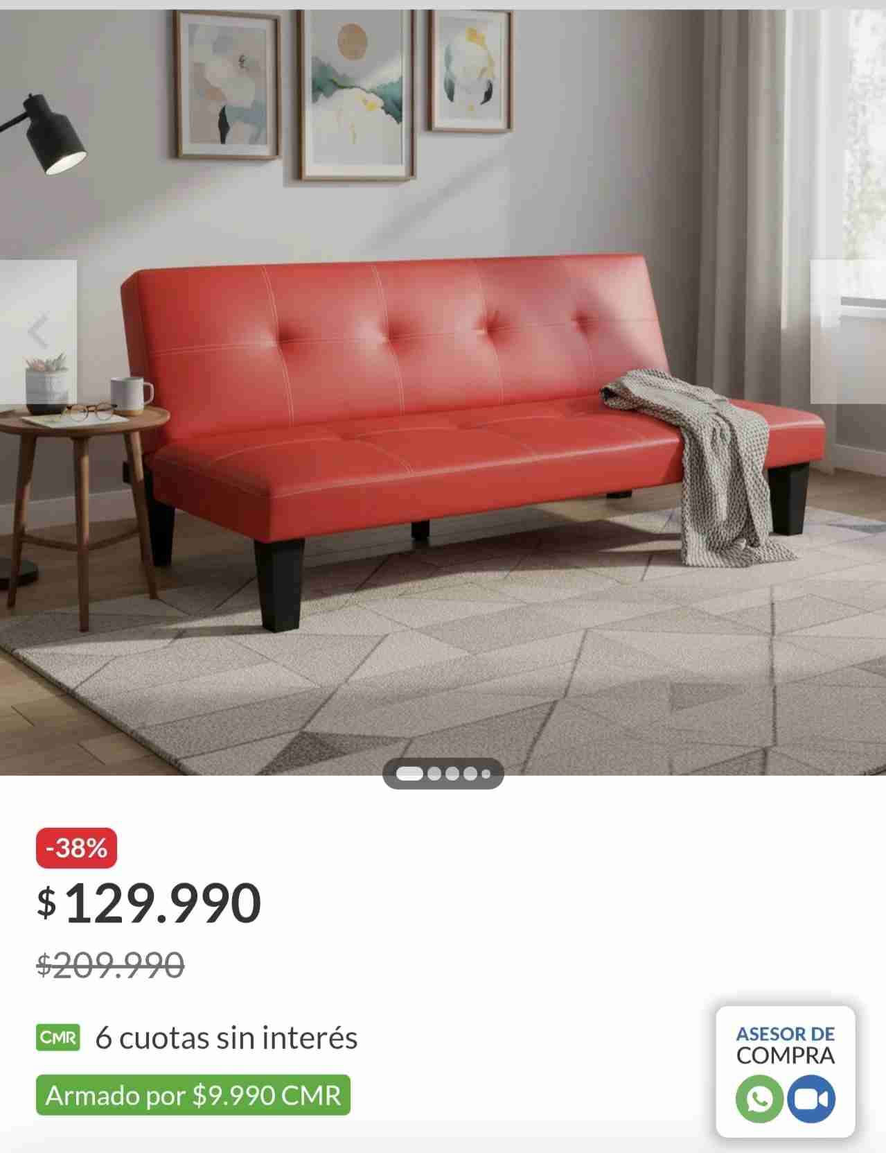 Futón rojo New Praga - miniatura 2