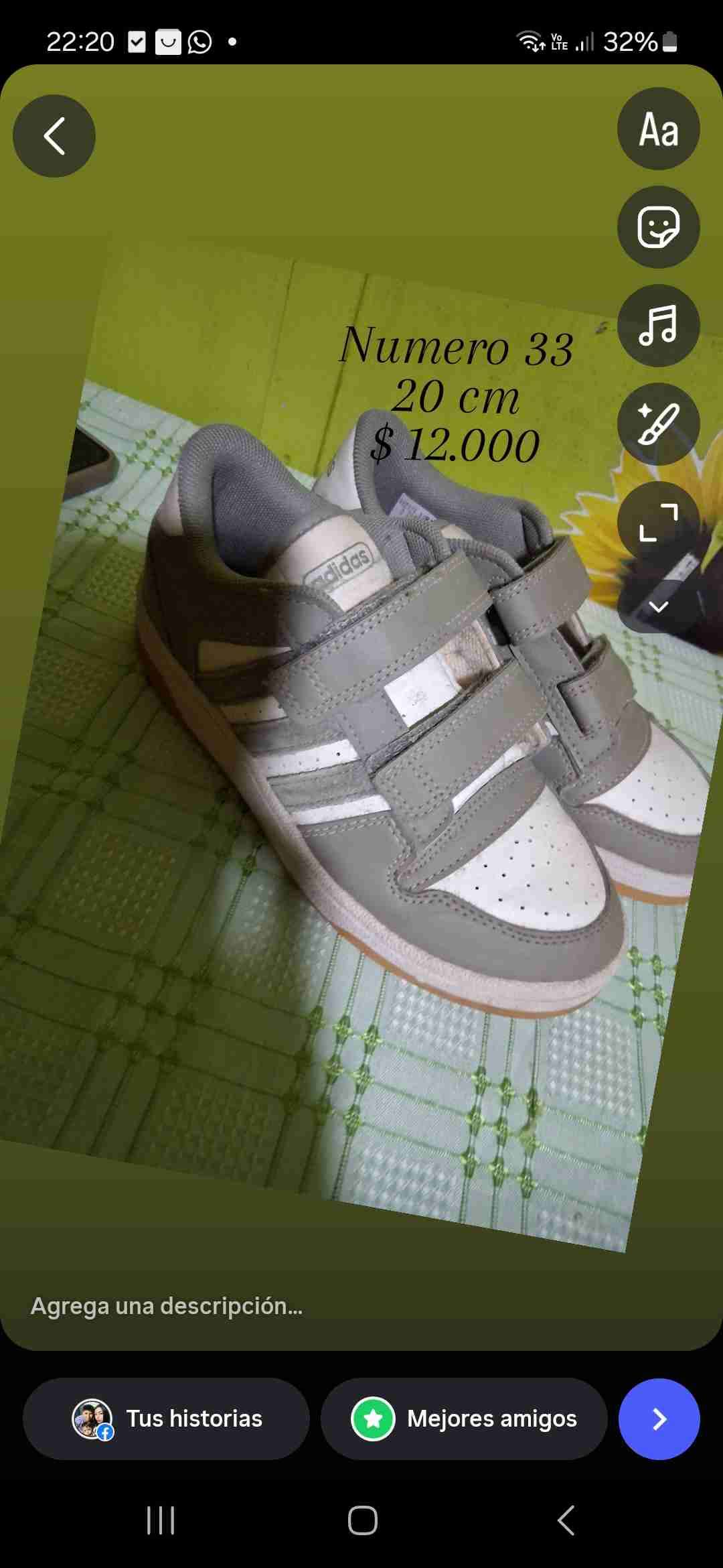 Zapatillas Adidas velcro número 33