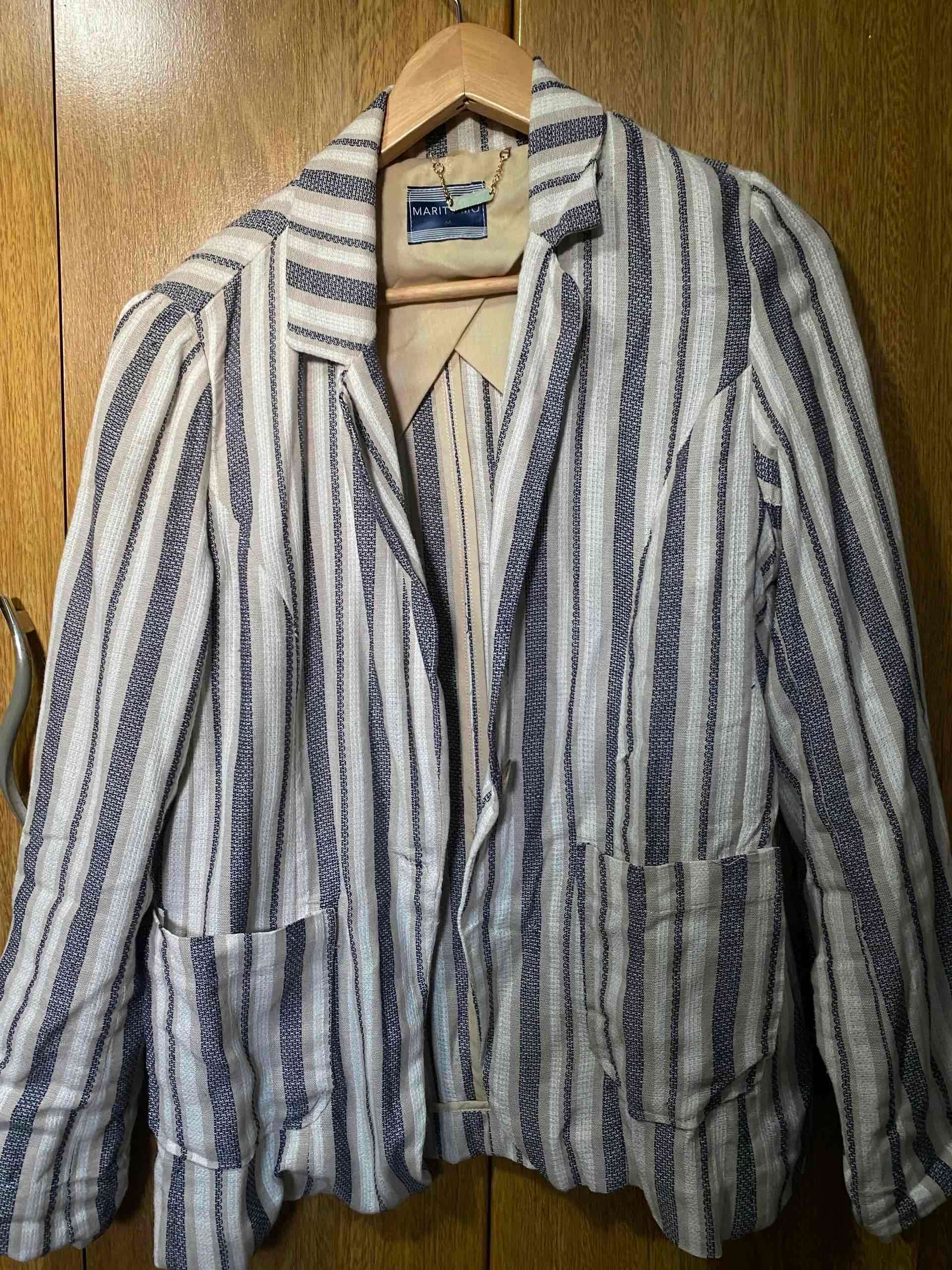 Blazer a rayas beige y azul de Lino - miniatura 2