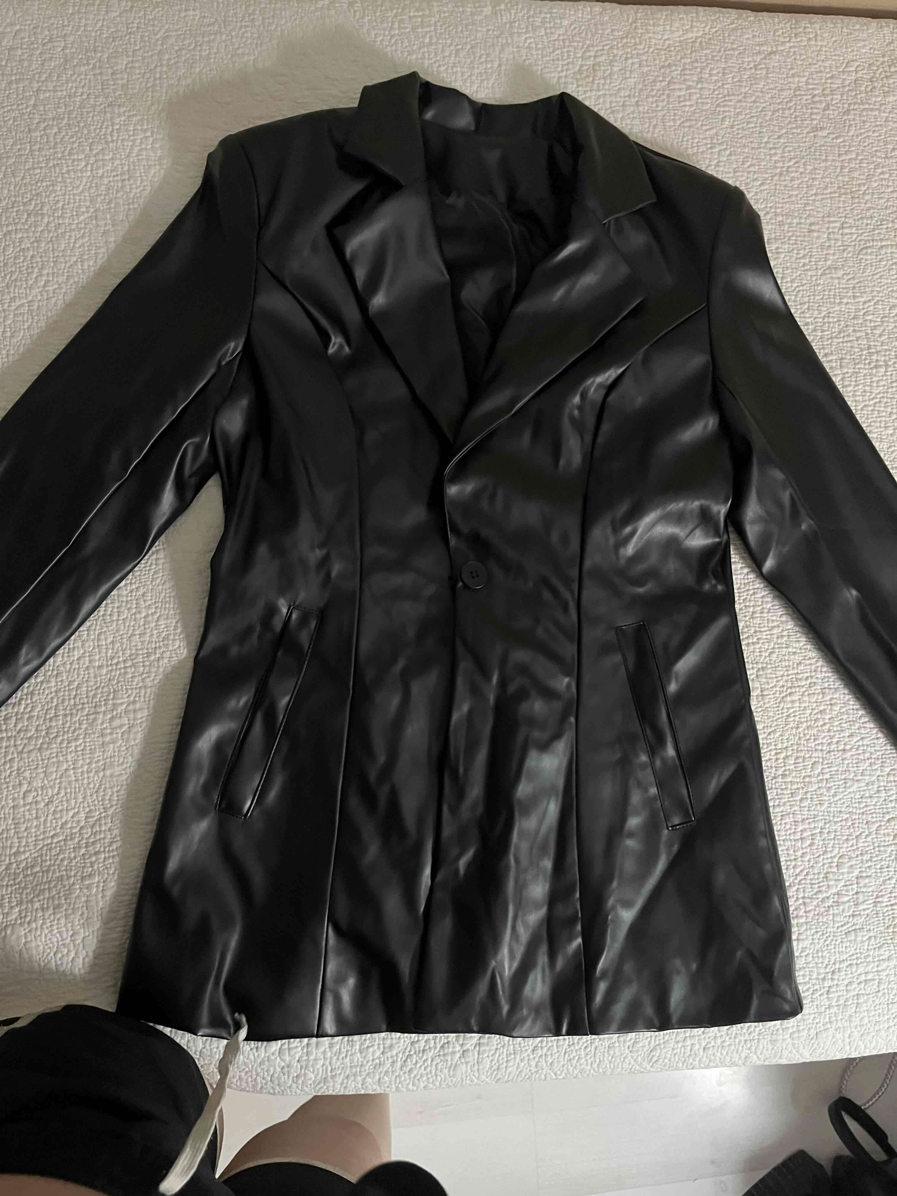 Blazer negro de cuero sintético - miniatura 4