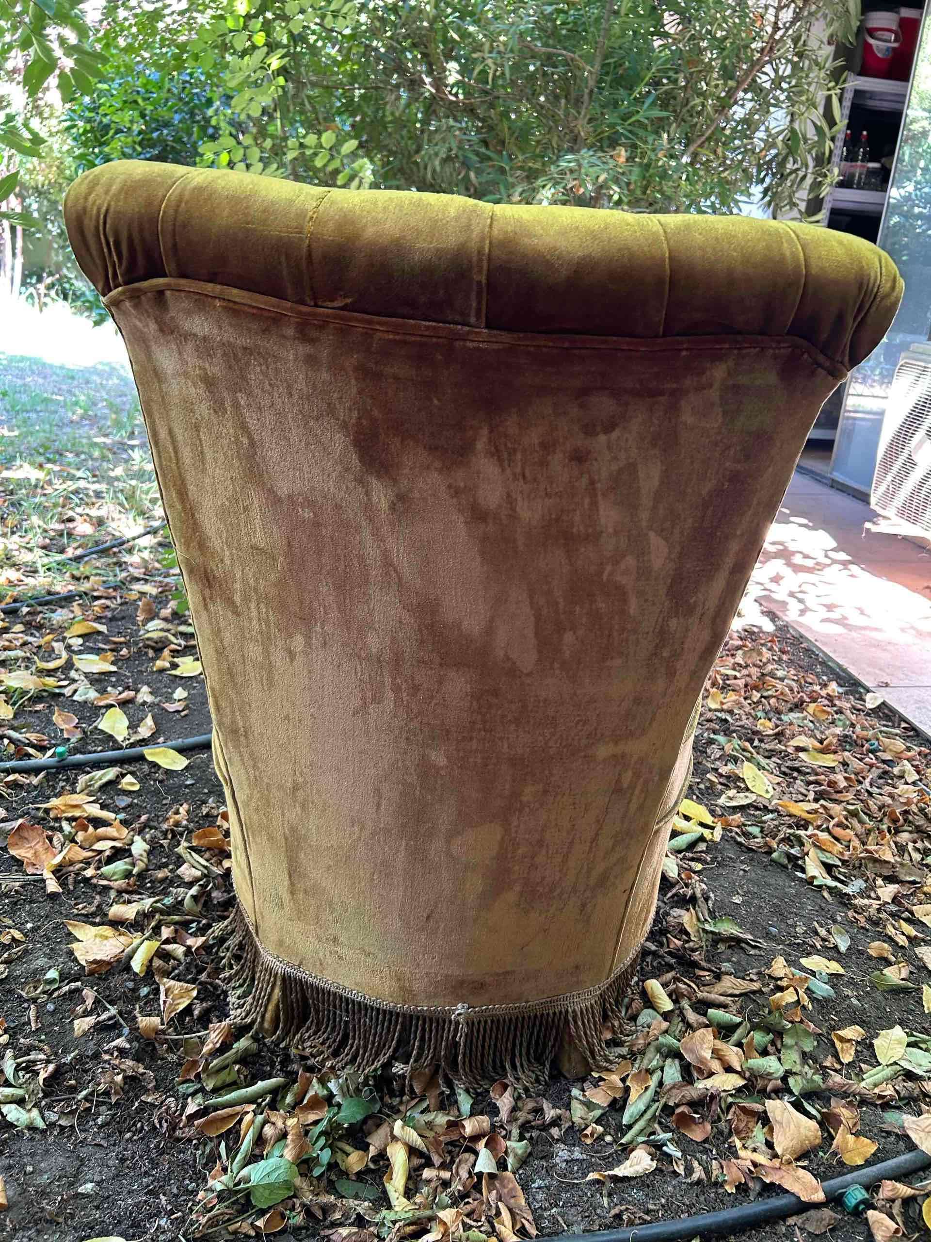 Sillón vintage tapizado amarillo - miniatura 4