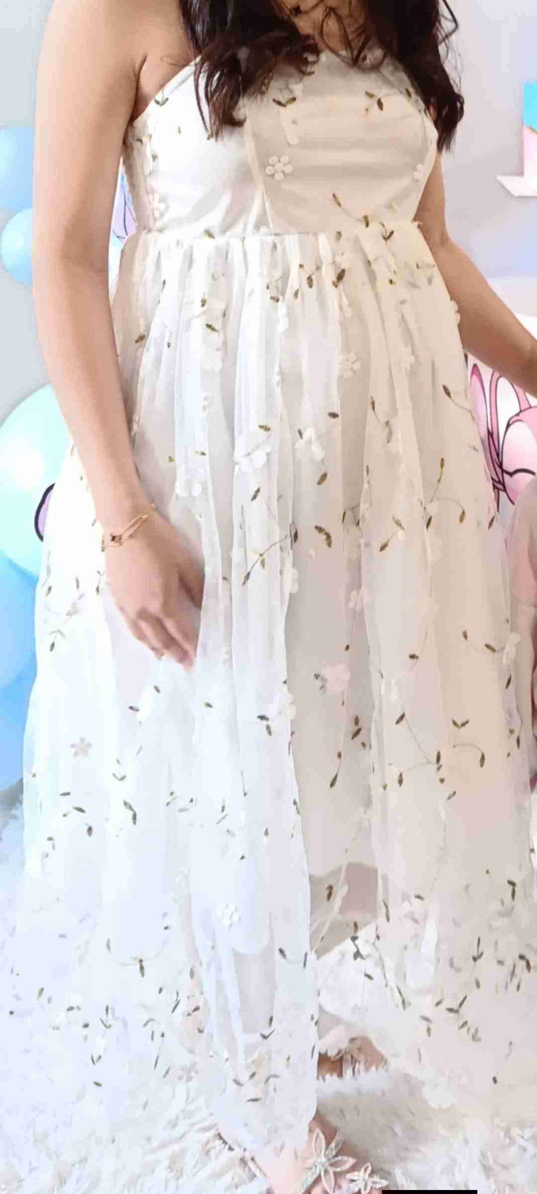 Vestido blanco con tirantes como nuevo 1 solo uso - miniatura 2