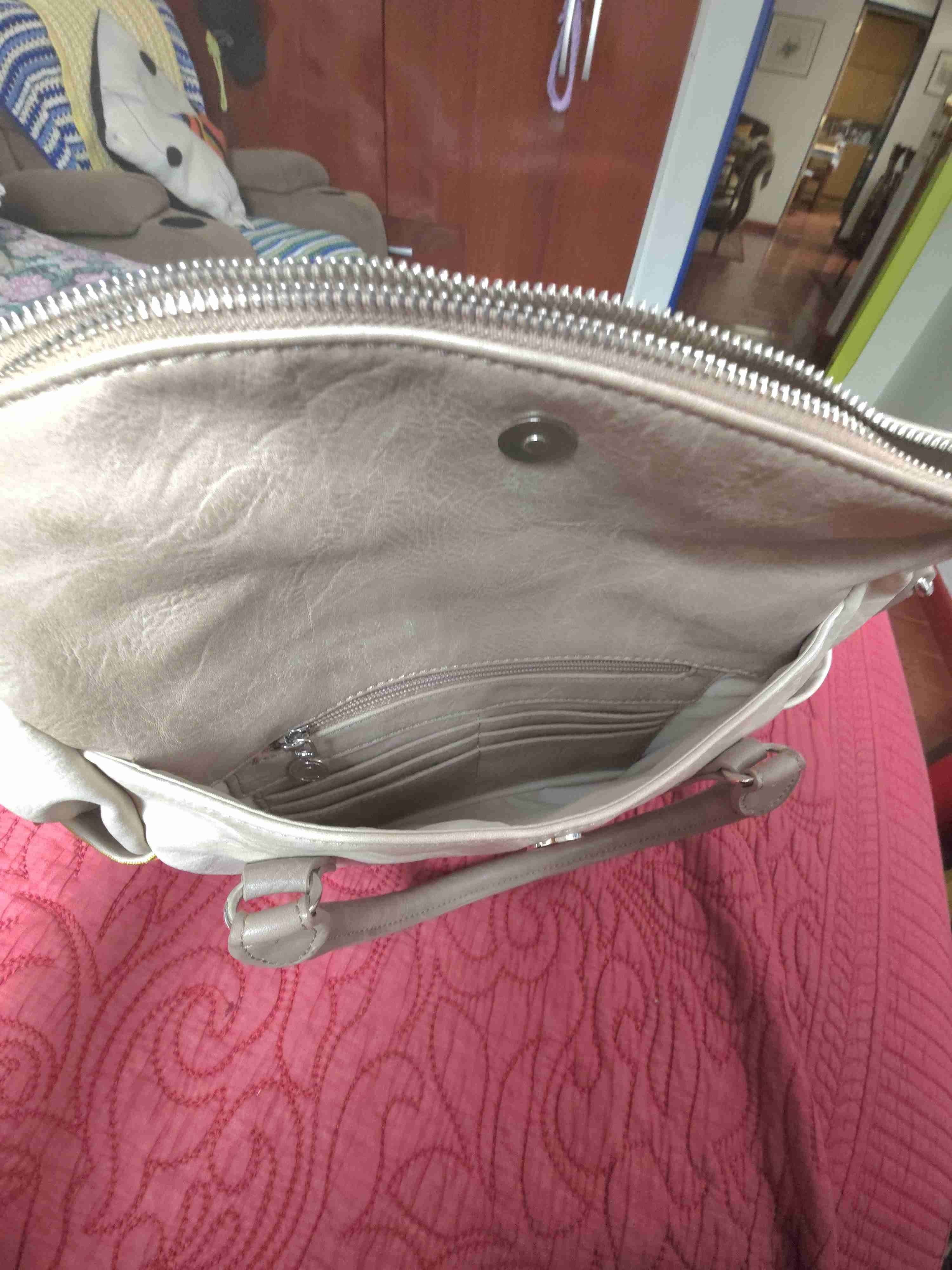 Bolso beige con bordados - miniatura 3