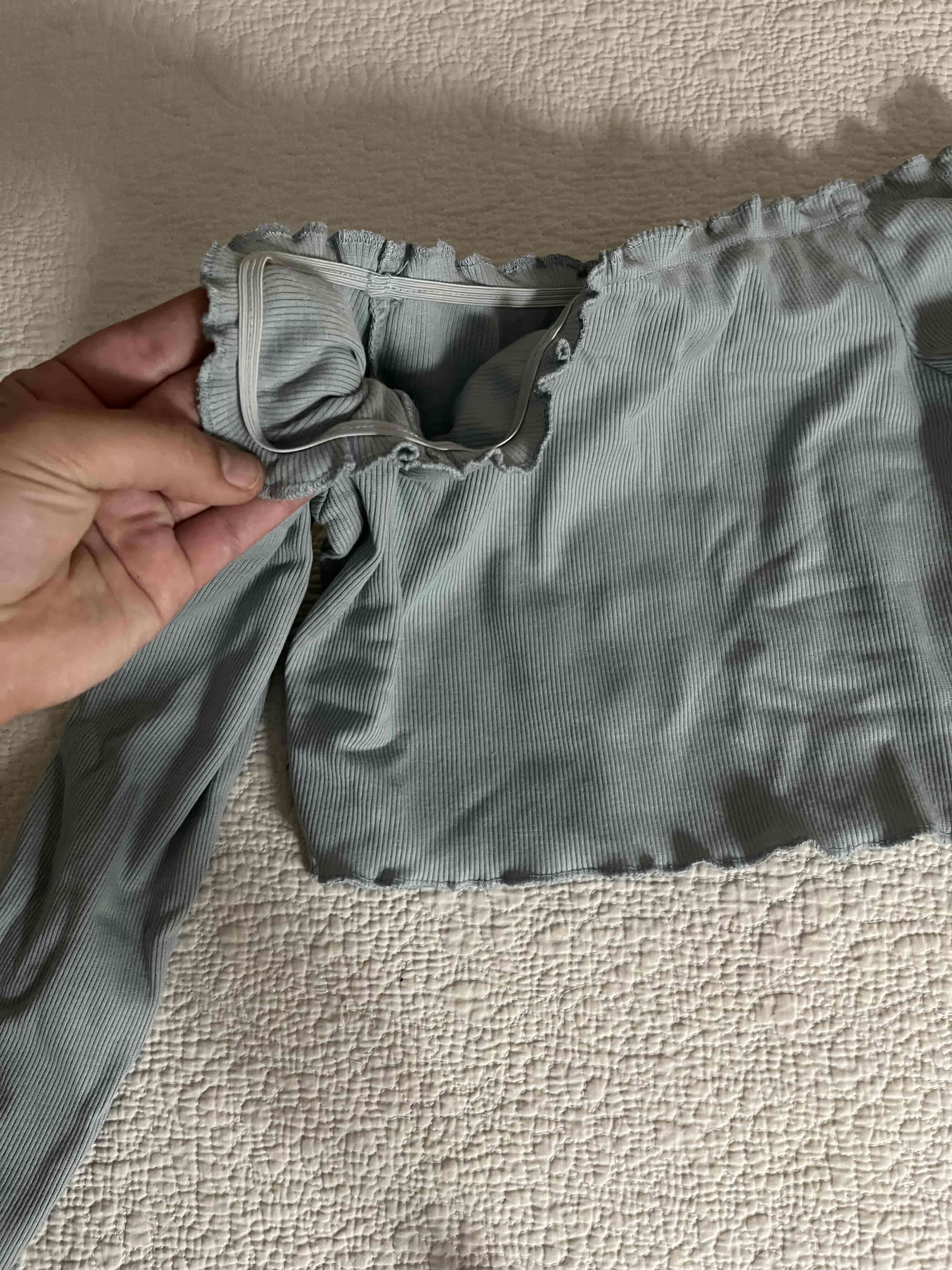 Polera hombros descubiertos celeste - miniatura 3