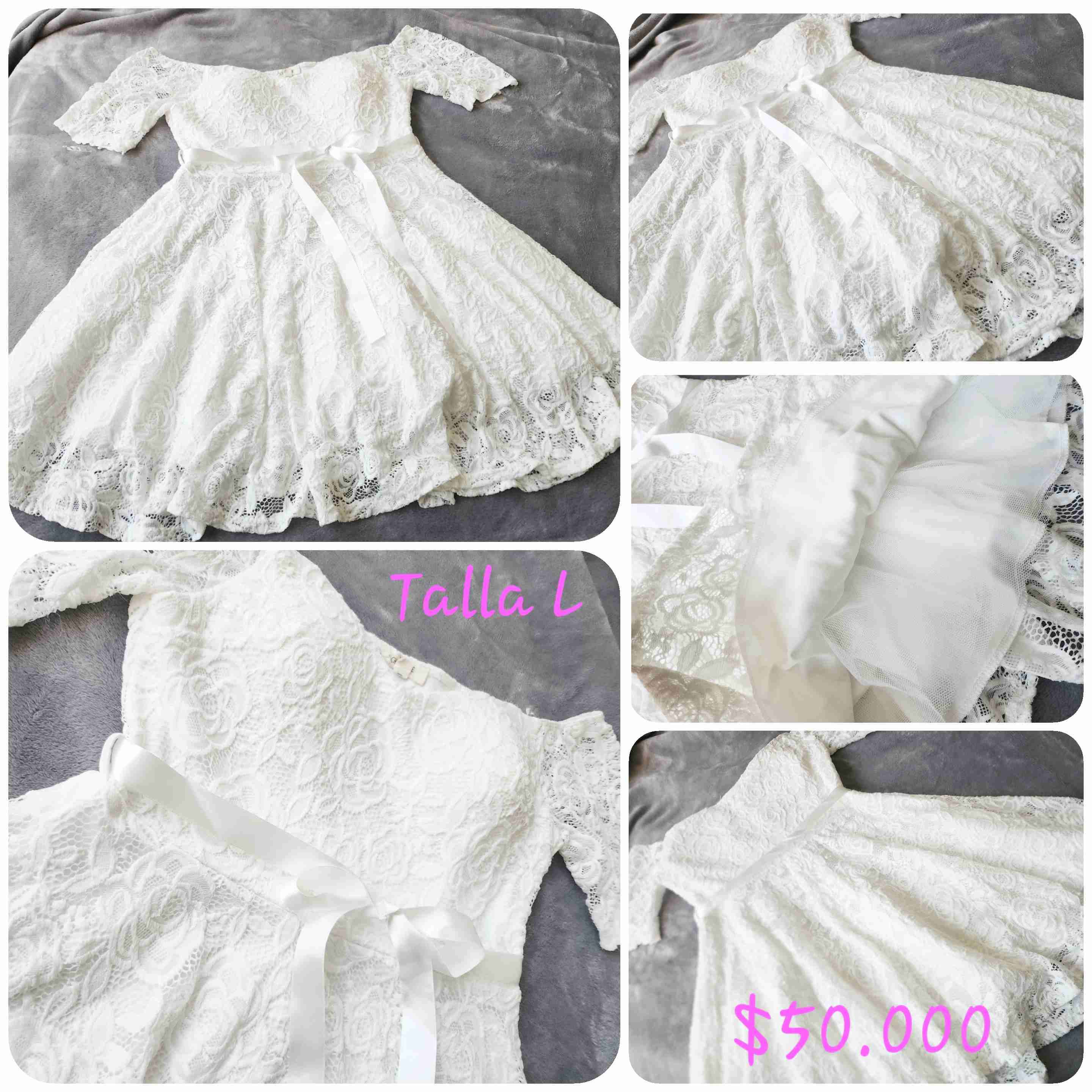 Vestido blanco encaje cinta