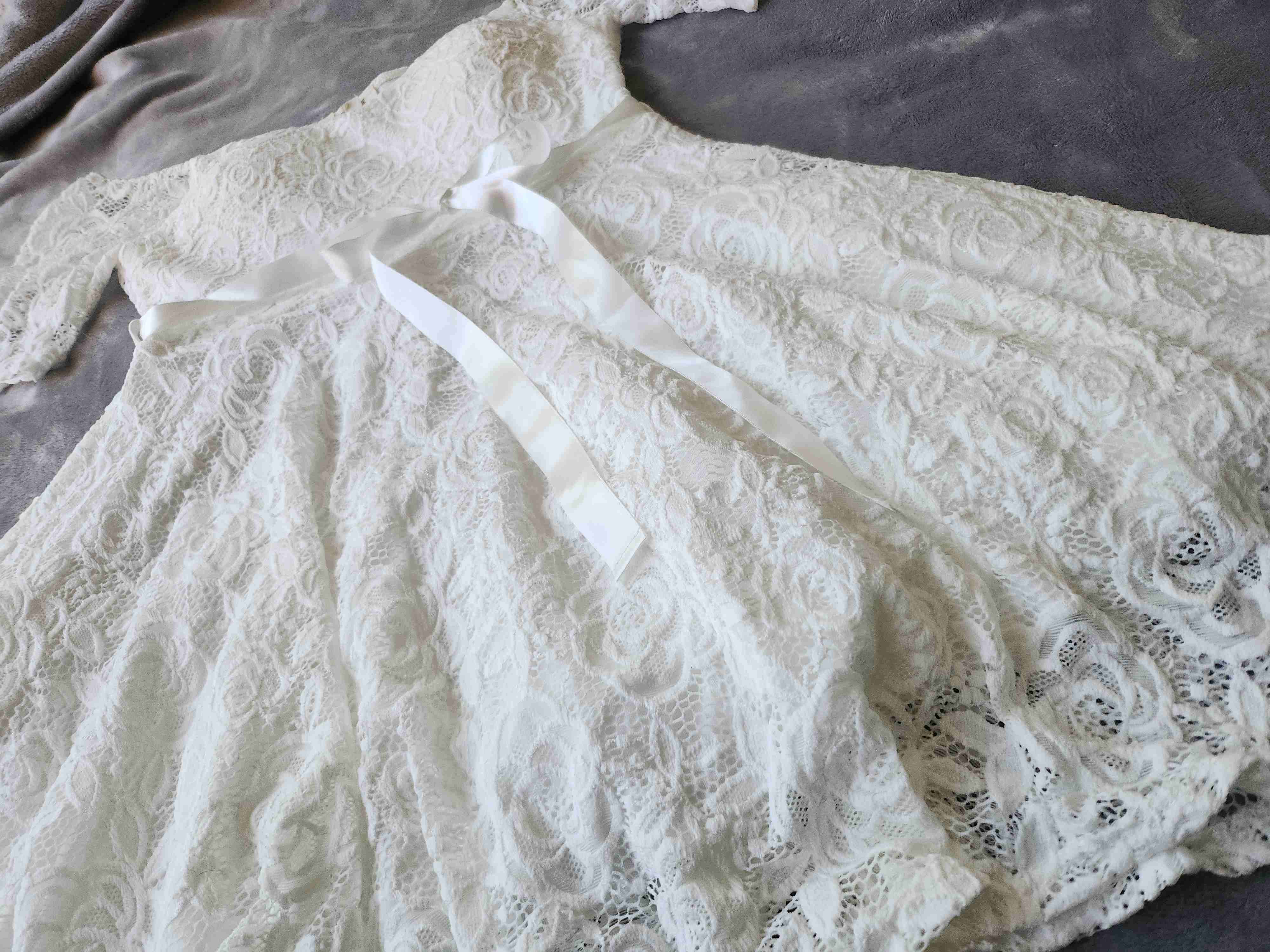 Vestido blanco encaje cinta - miniatura 2