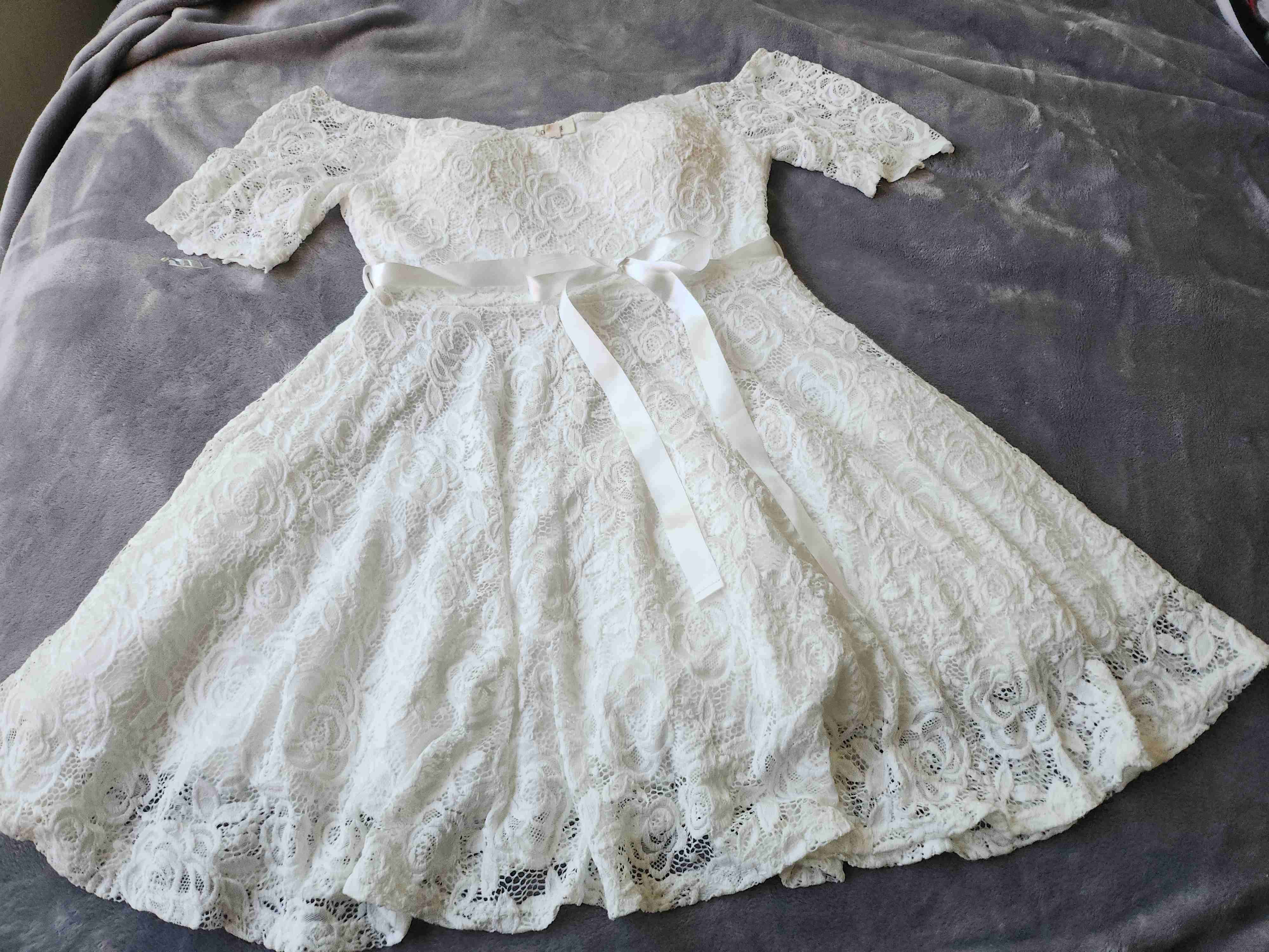Vestido blanco encaje cinta - miniatura 6