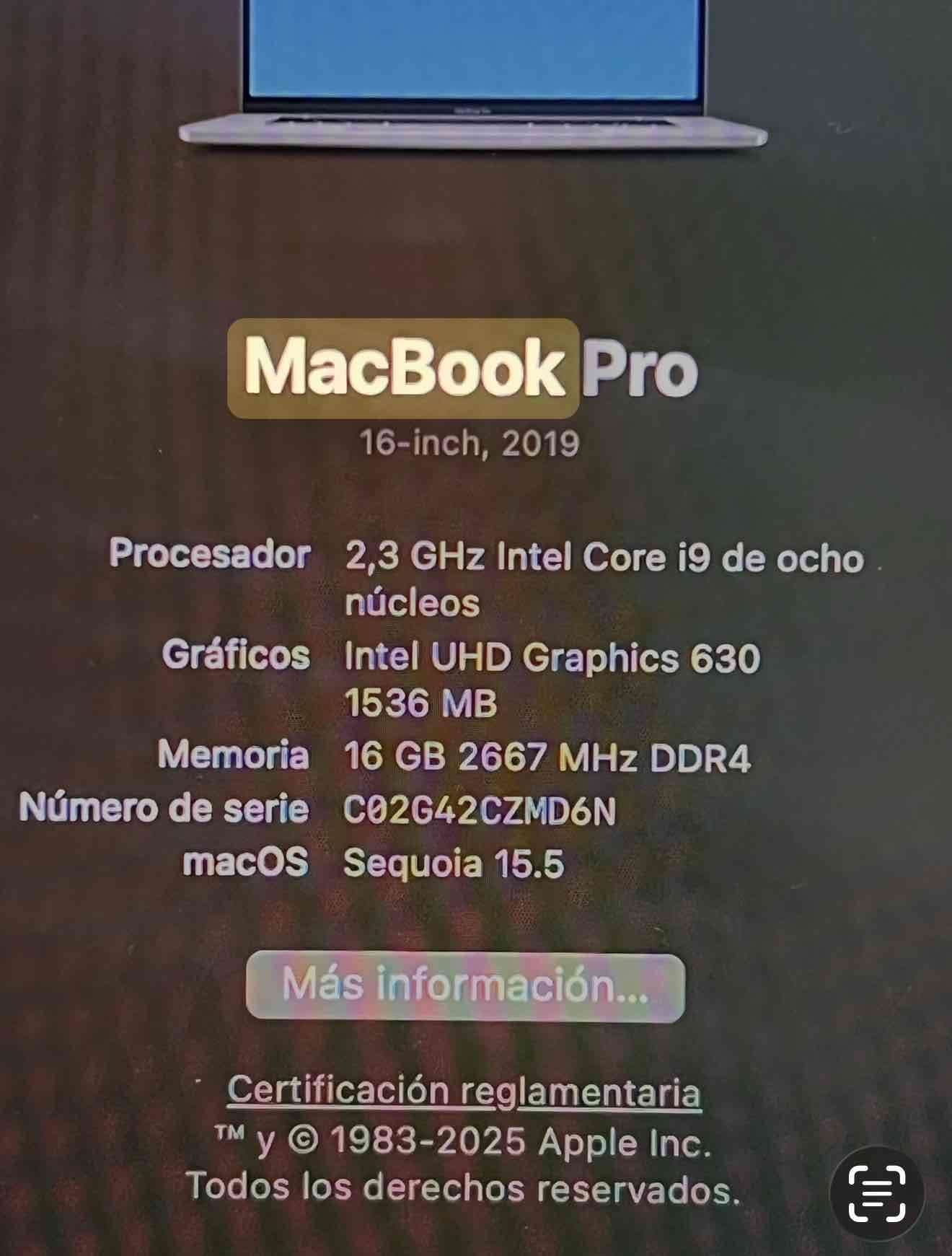 MacBook Pro 16-inch - model A2141Space grey$530.00 - miniatura 5