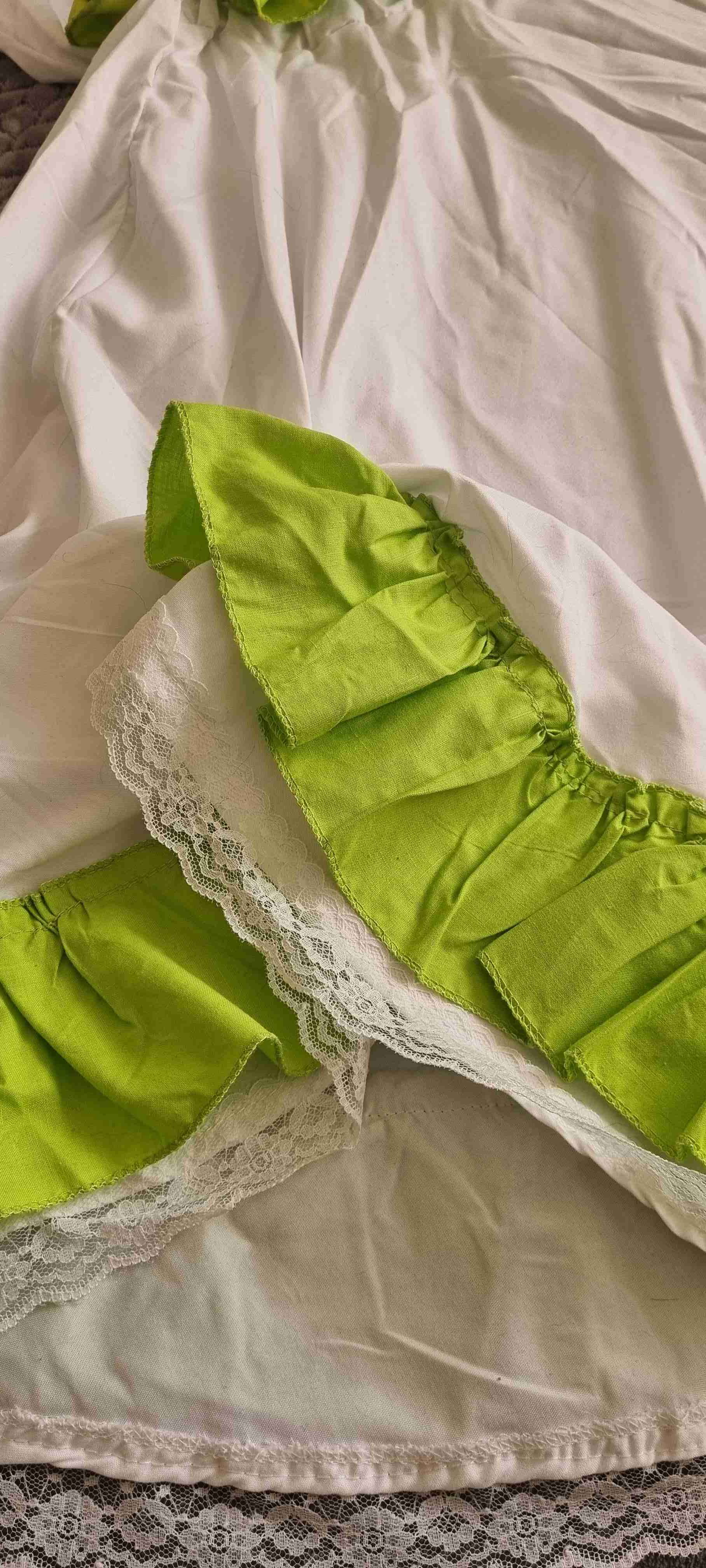 Vestido Jarabe Tapatío típico blanco y verde - miniatura 2