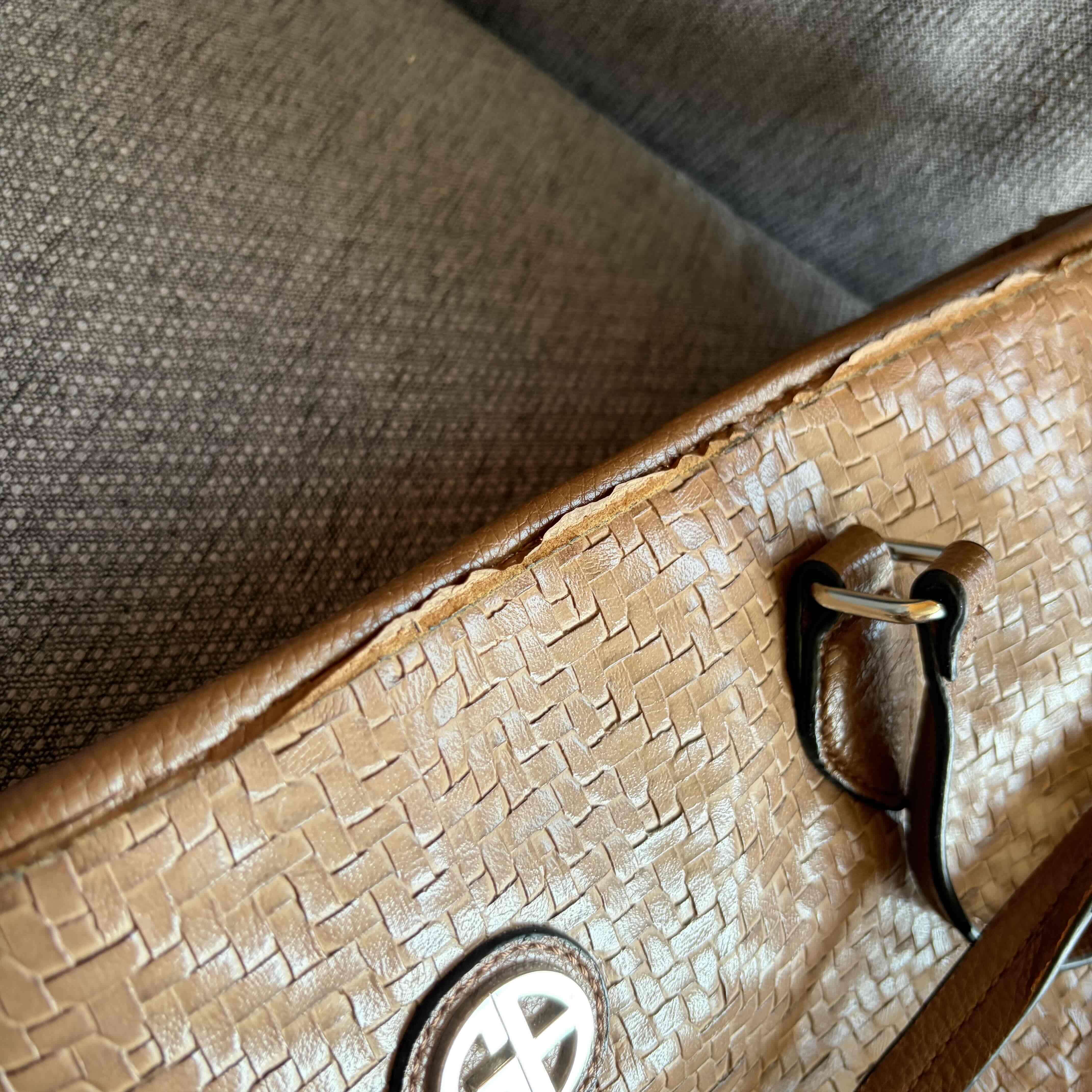 Bolso tote cuero tejido marrón - miniatura 5