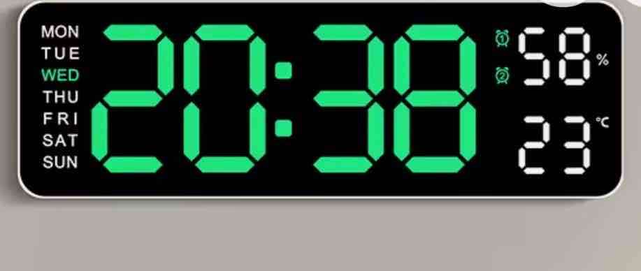 Reloj digital pared o escritorio verde y azul