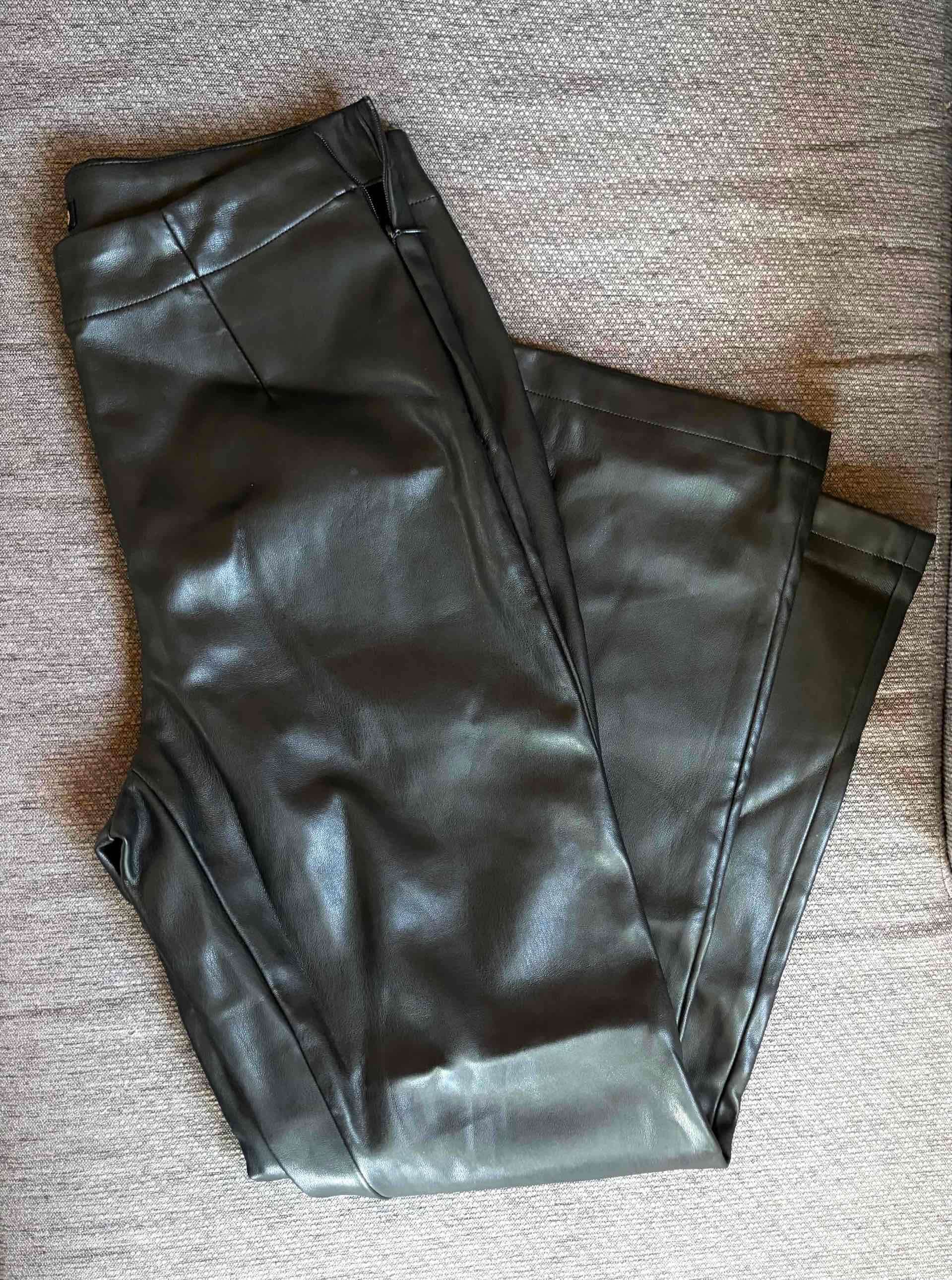 Pantalones de eco cuero negros - miniatura 4