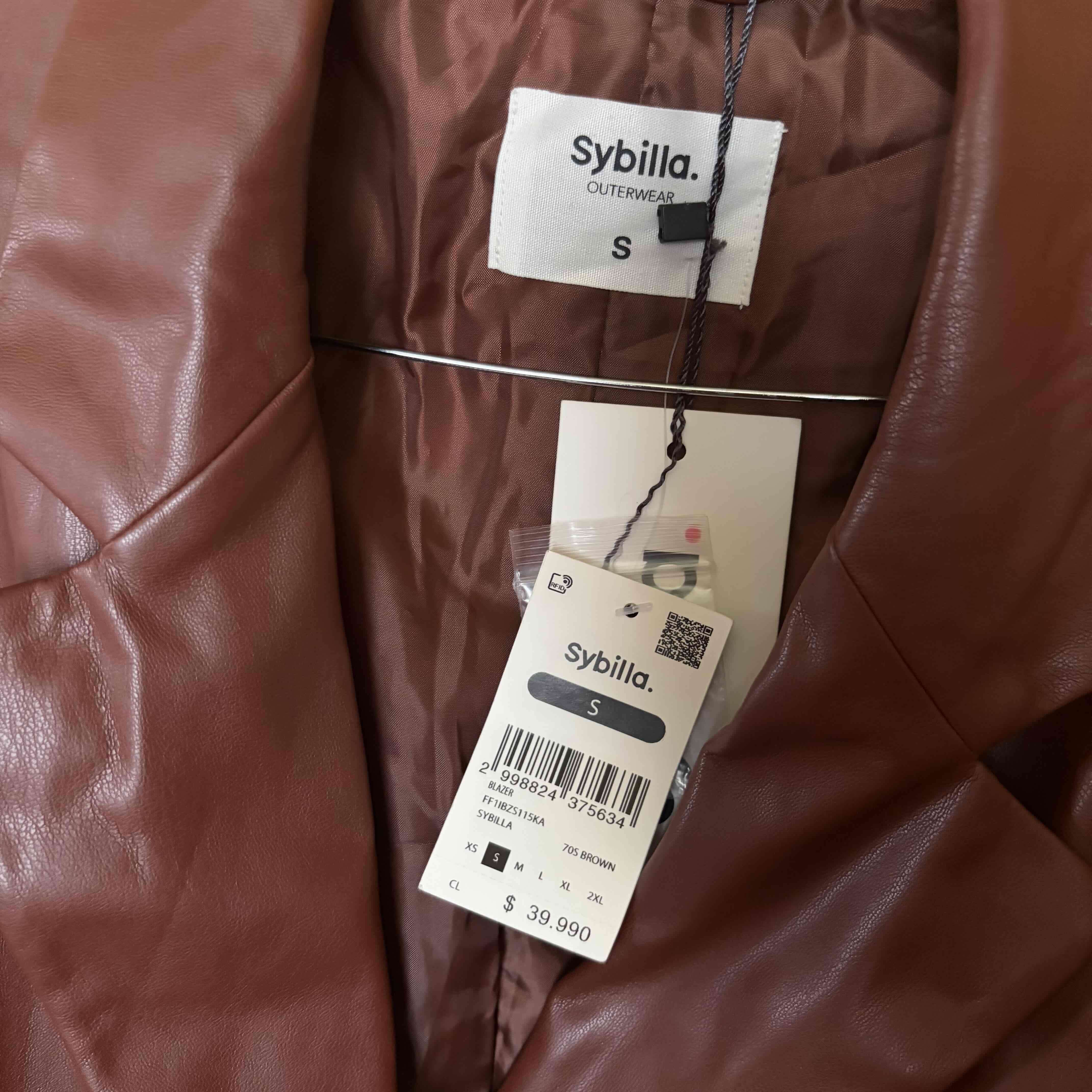 Blazer café de cuero sintético - miniatura 3