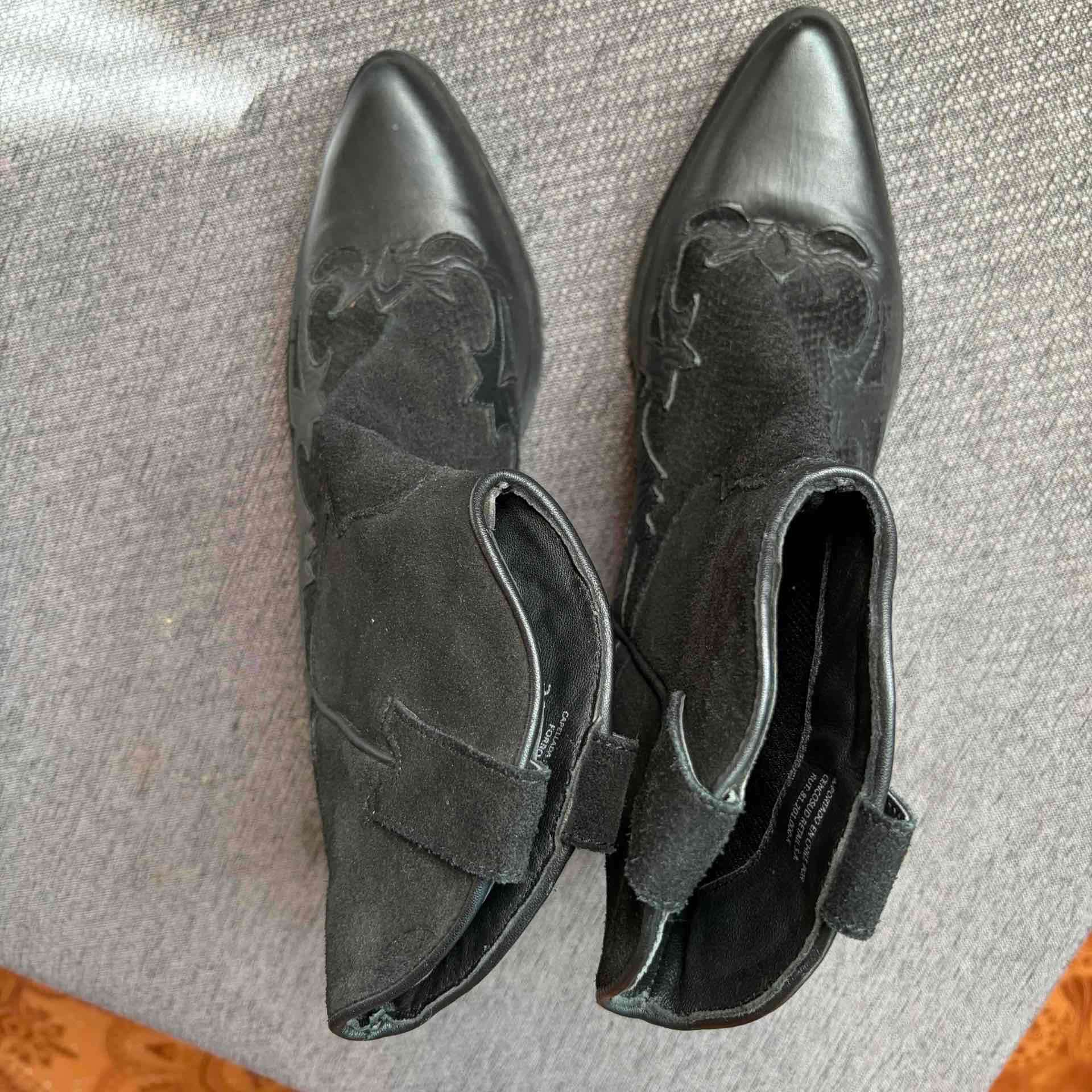 Botines vaqueros de cuero negro - miniatura 2