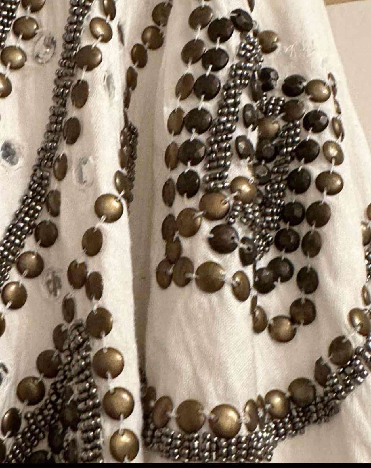 Chaqueta blanca, lino, con lentejuelas - miniatura 2