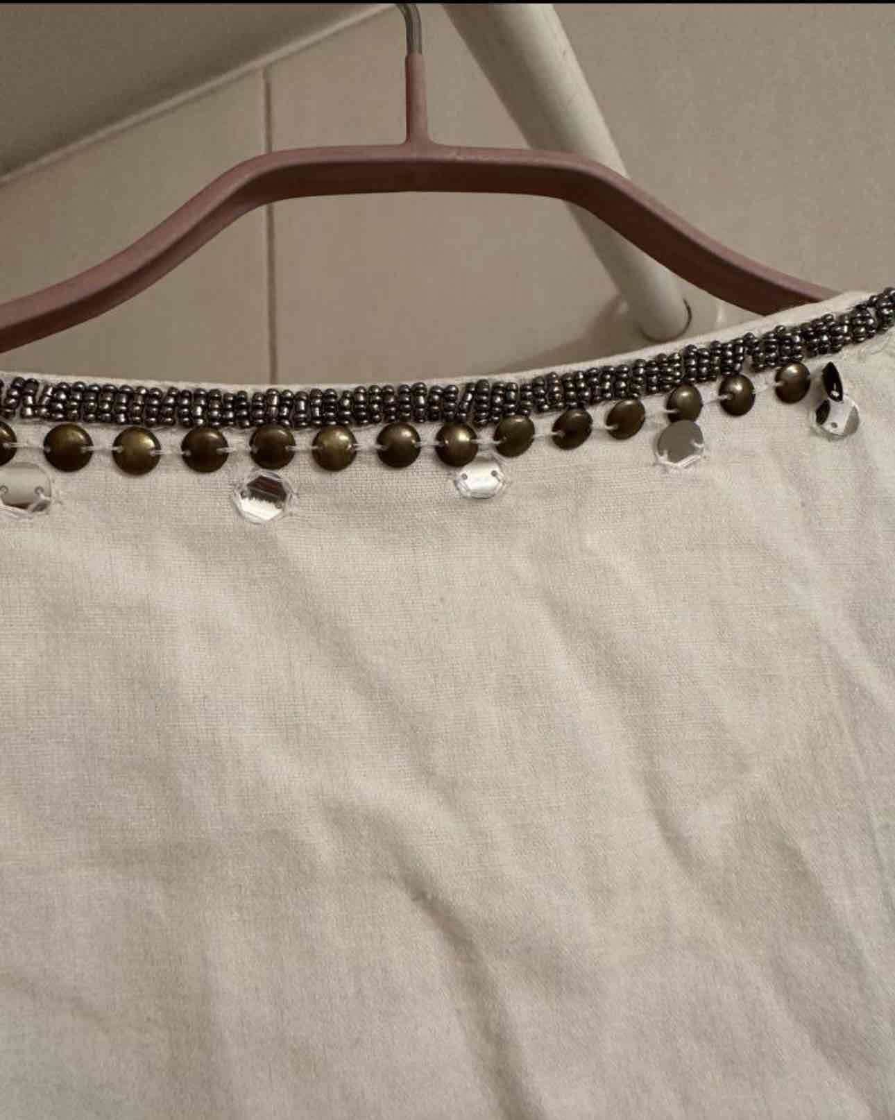 Chaqueta blanca, lino, con lentejuelas - miniatura 3