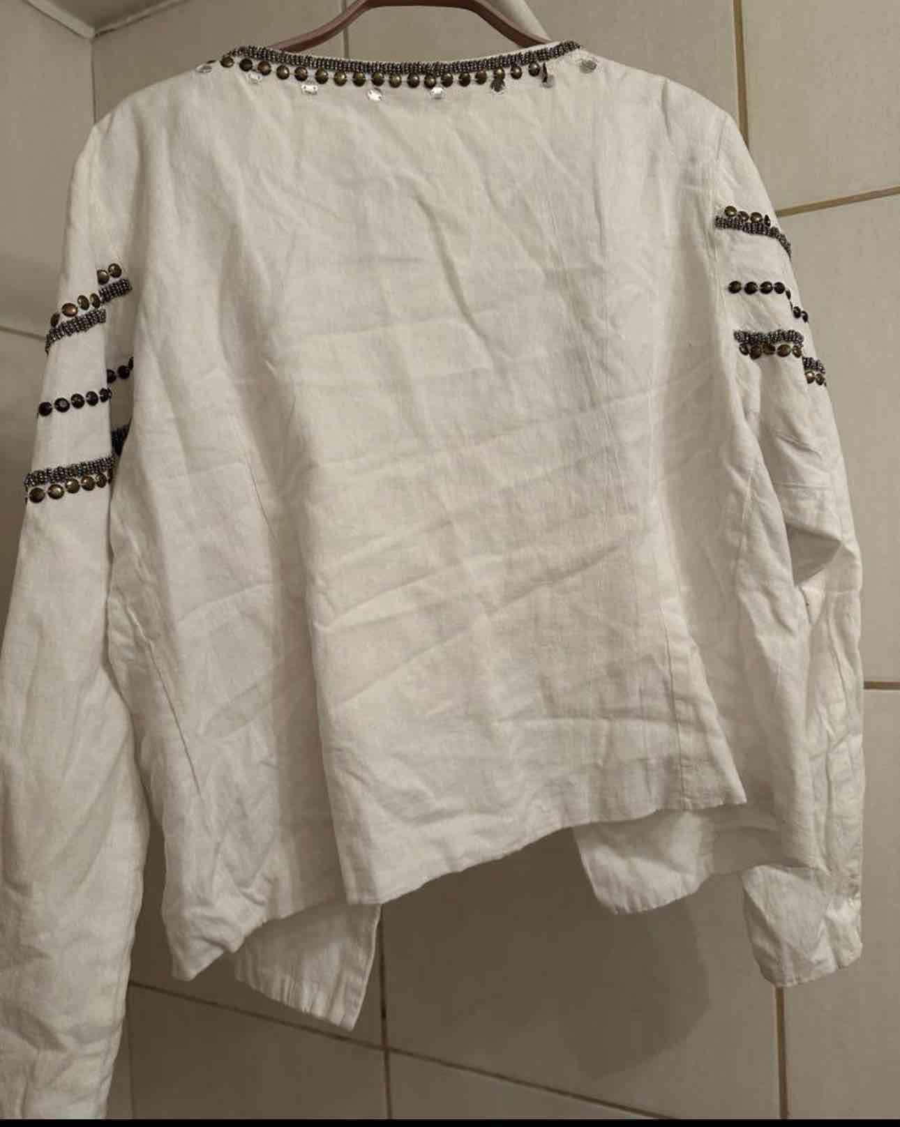 Chaqueta blanca, lino, con lentejuelas - miniatura 4
