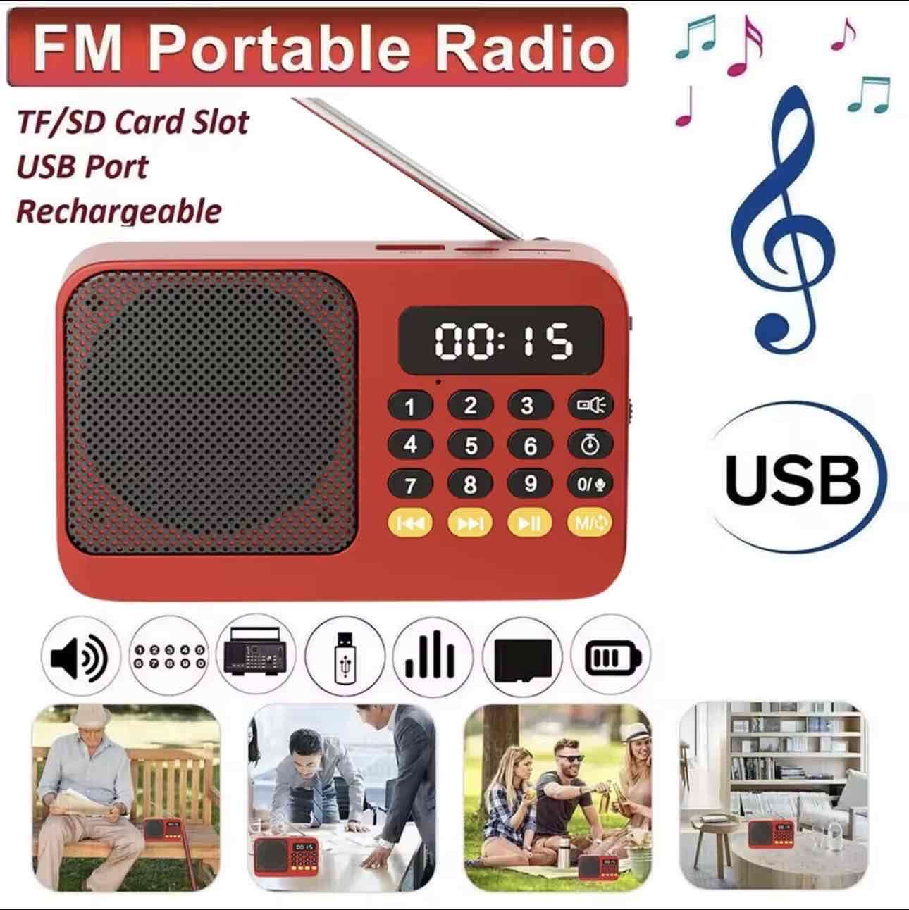 Radio portátil FM recargable