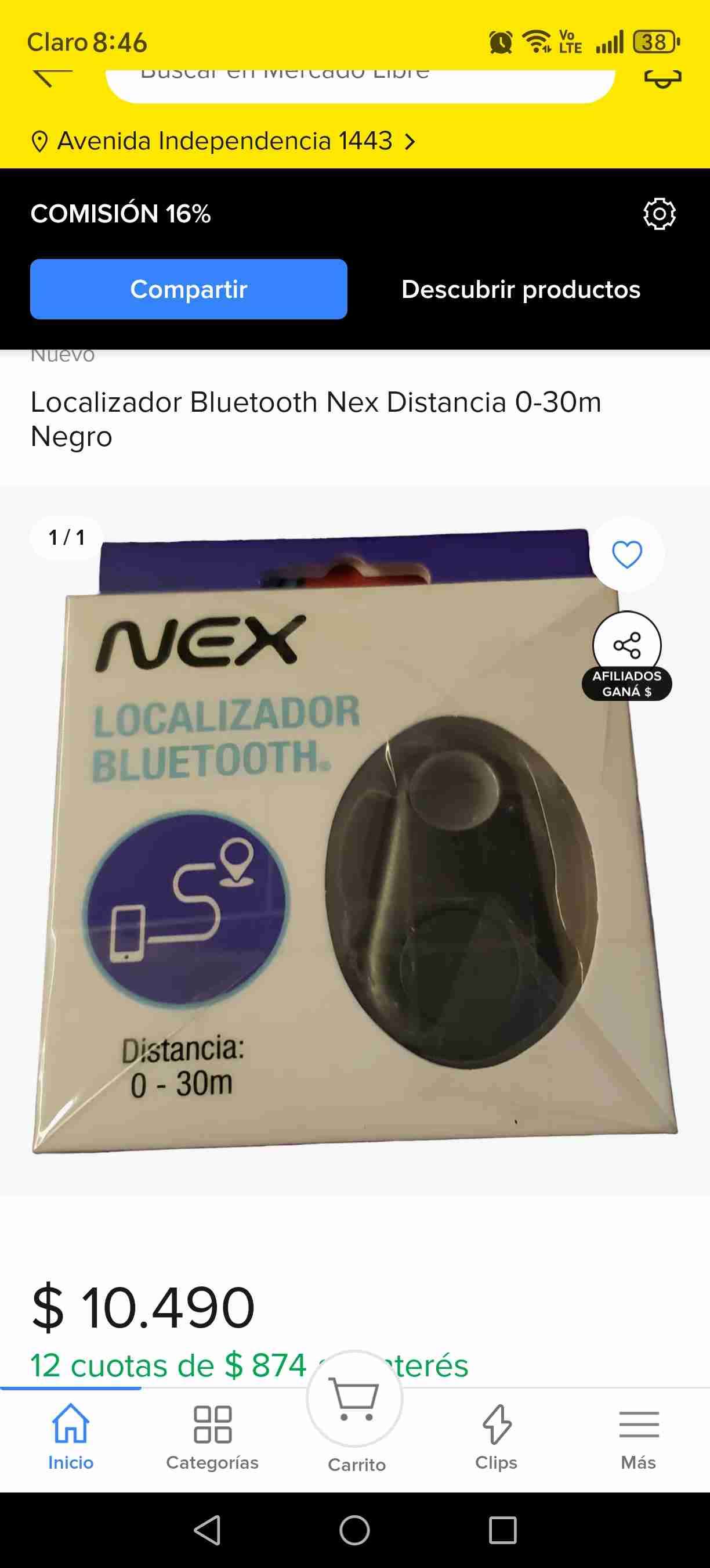 Localizador Bluetooth Nex Negro
