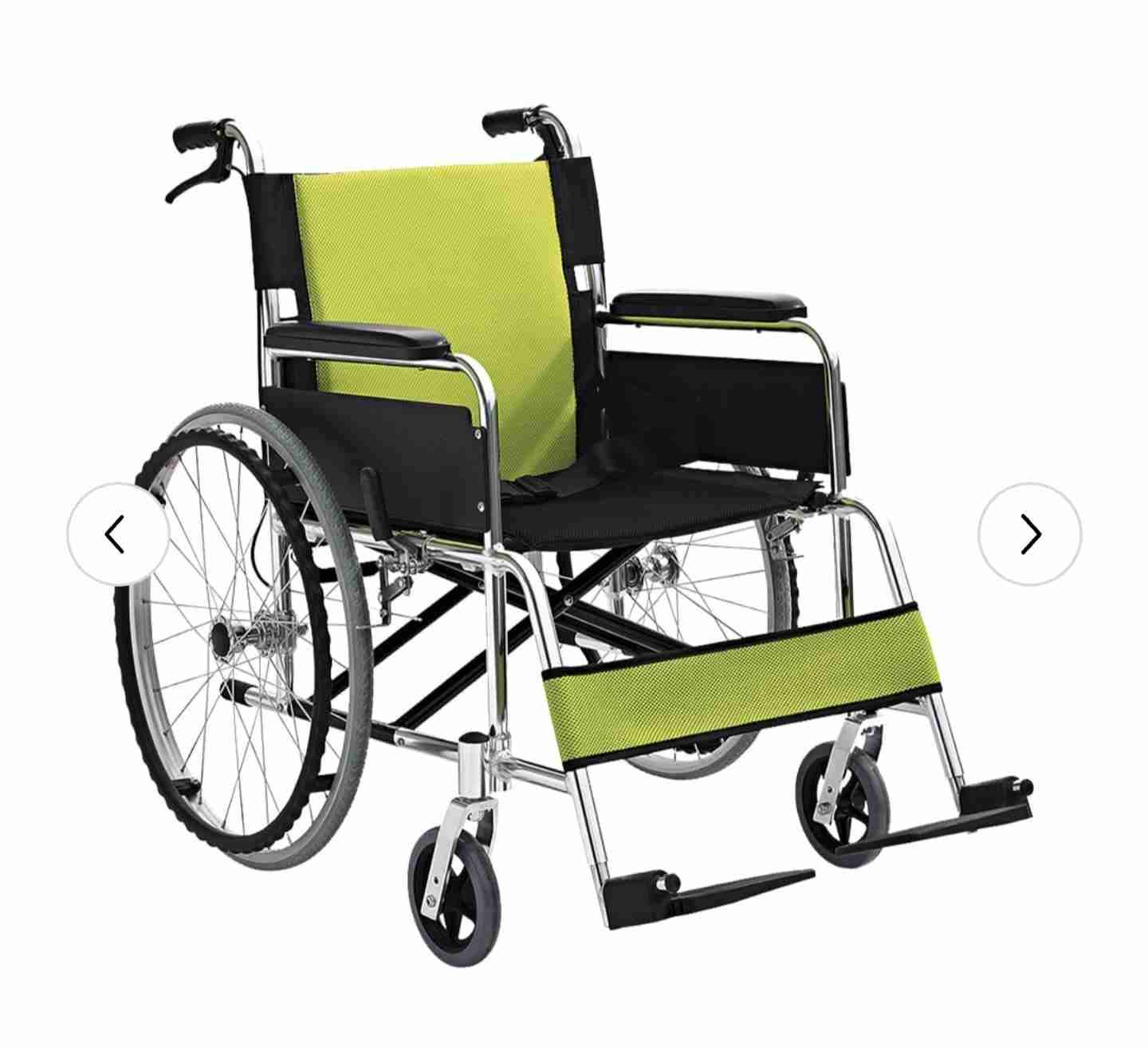Silla de ruedas plegable verde