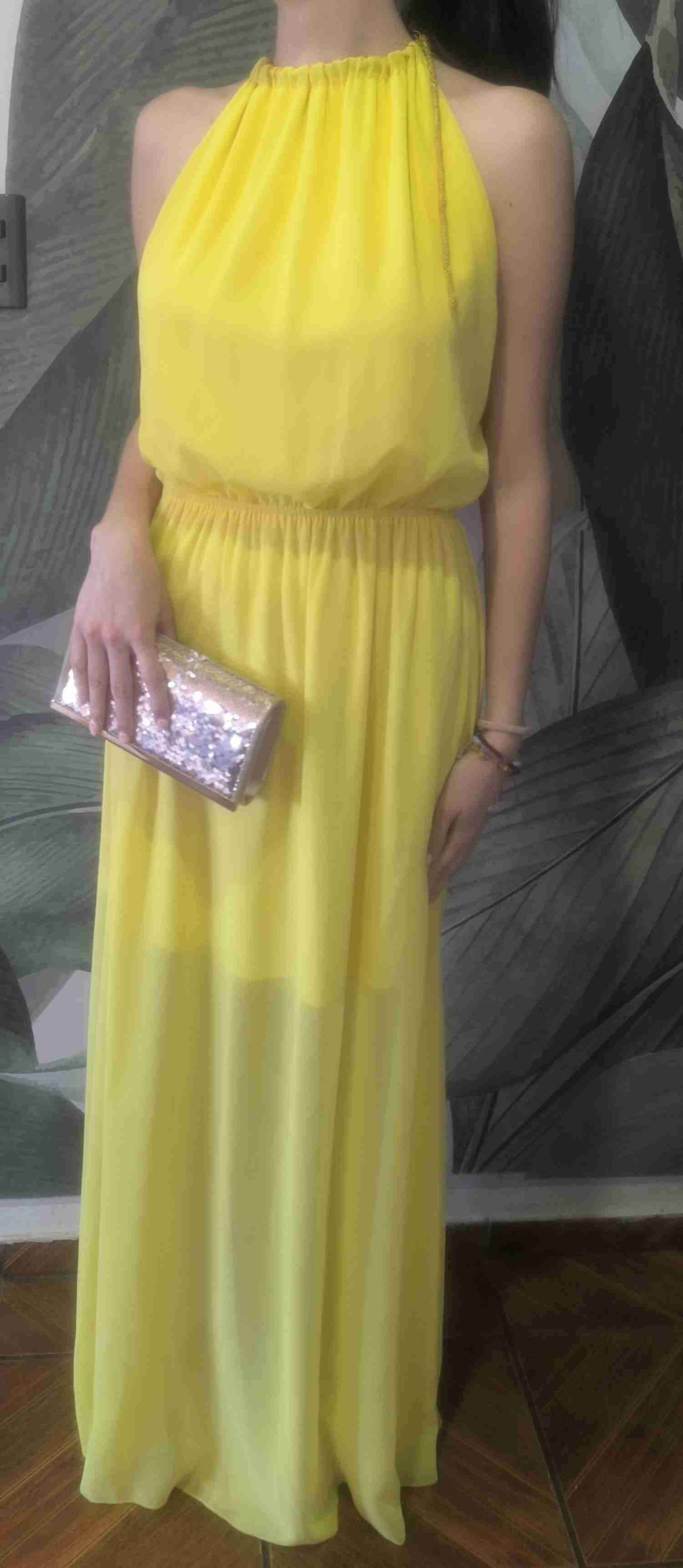 Vestido largo amarillo elegante - miniatura 2