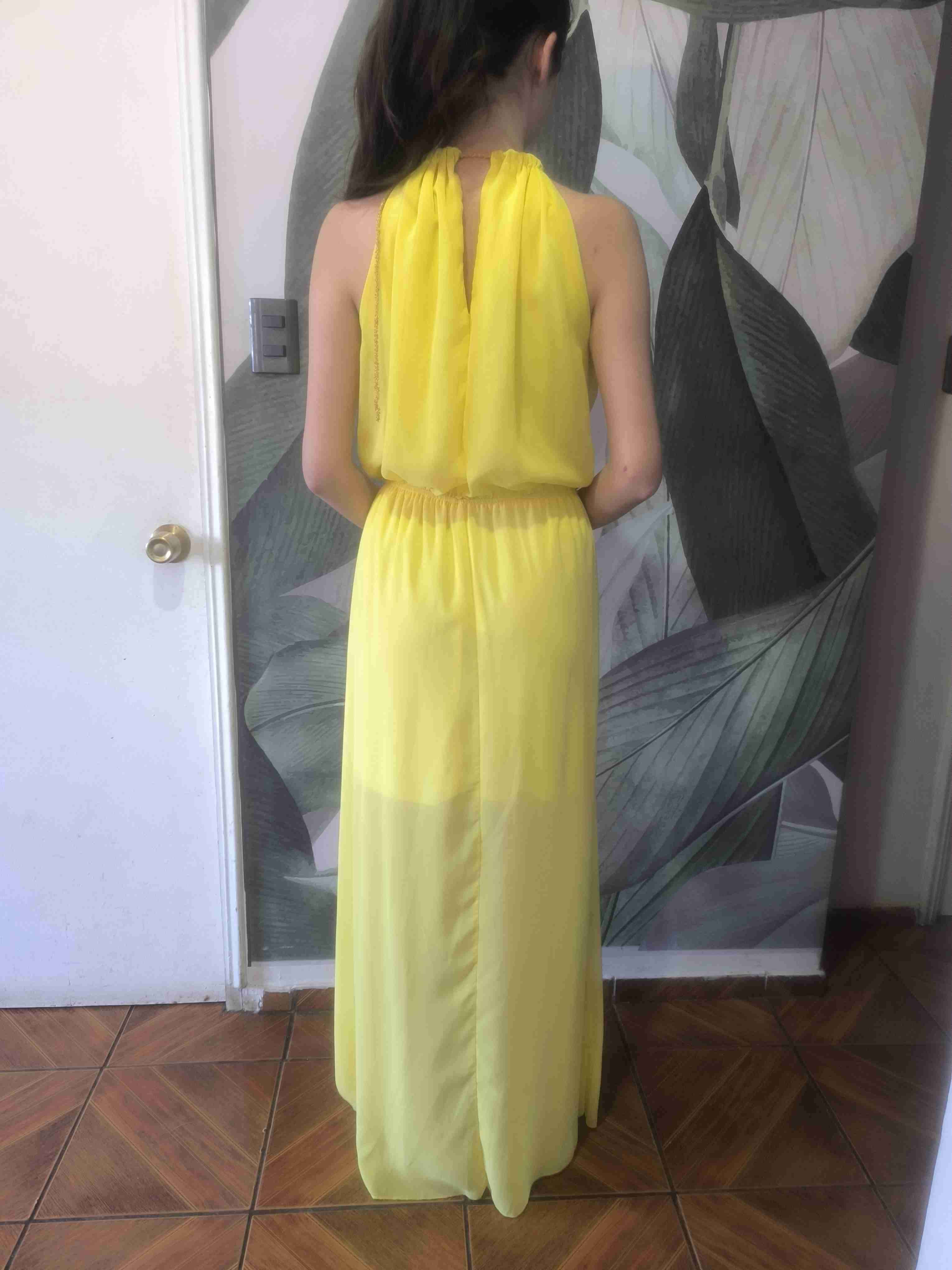 Vestido largo amarillo elegante - miniatura 4