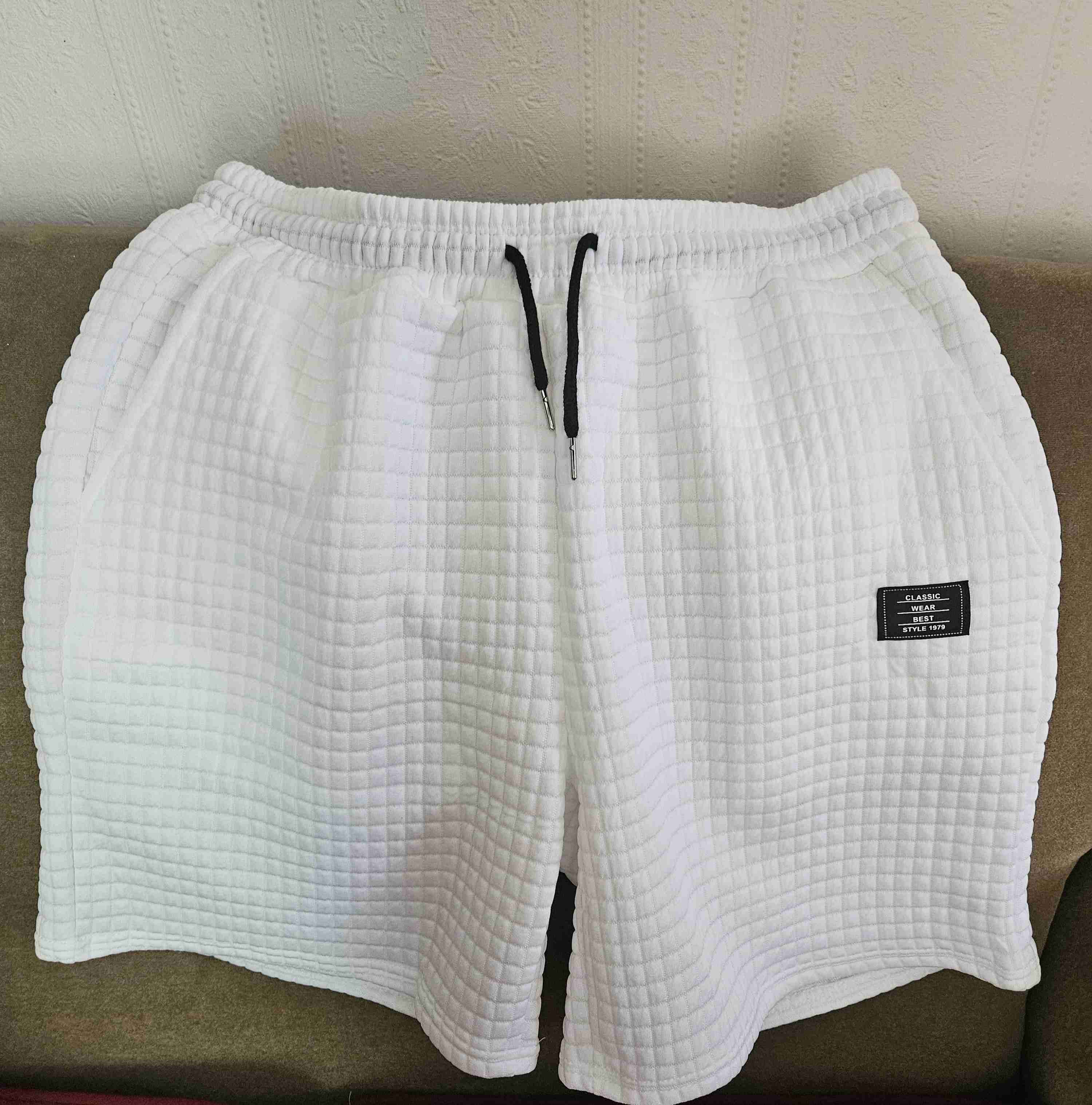 Shorts blancos de tela waffle