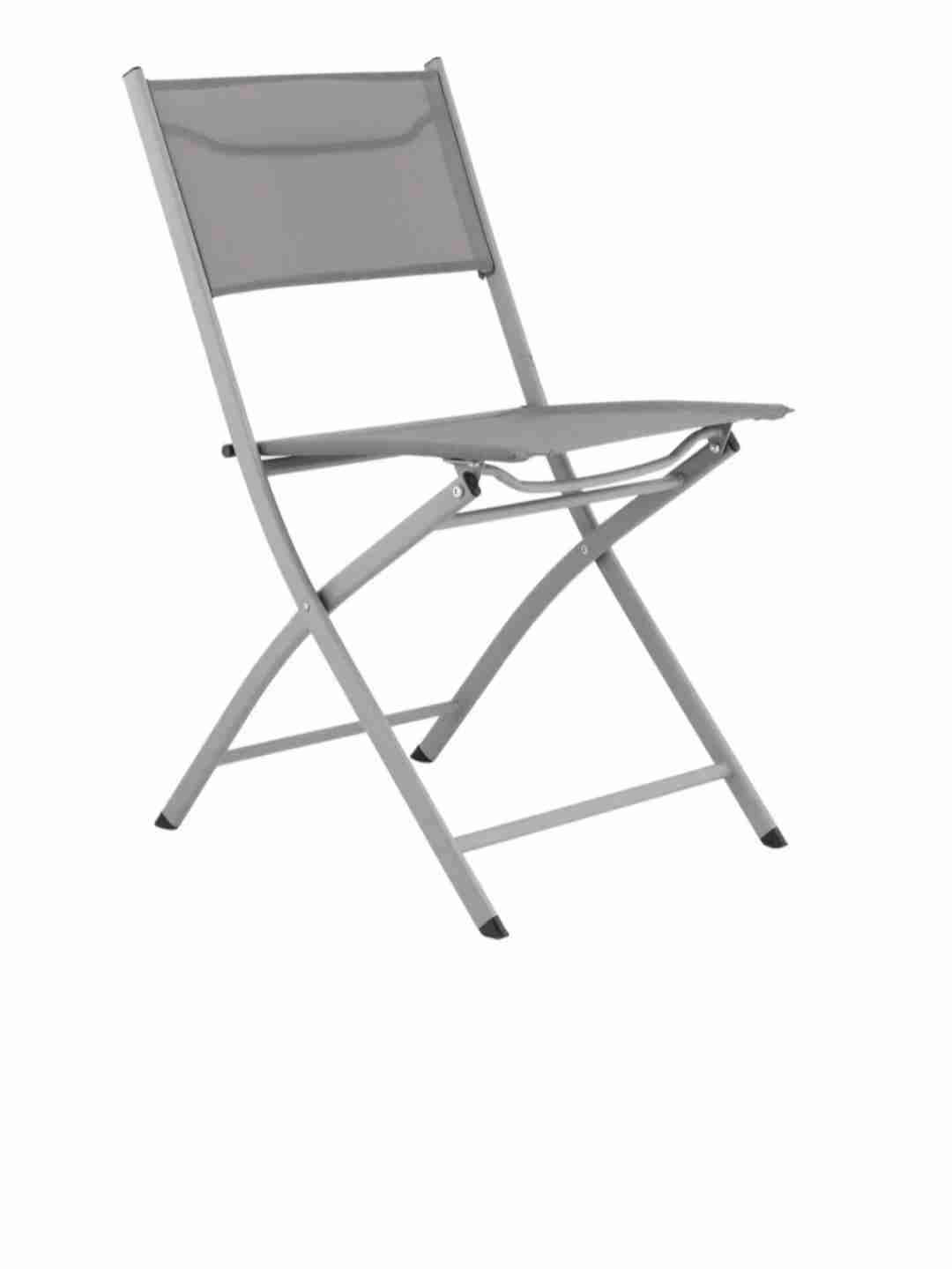 Silla plegable gris metálica